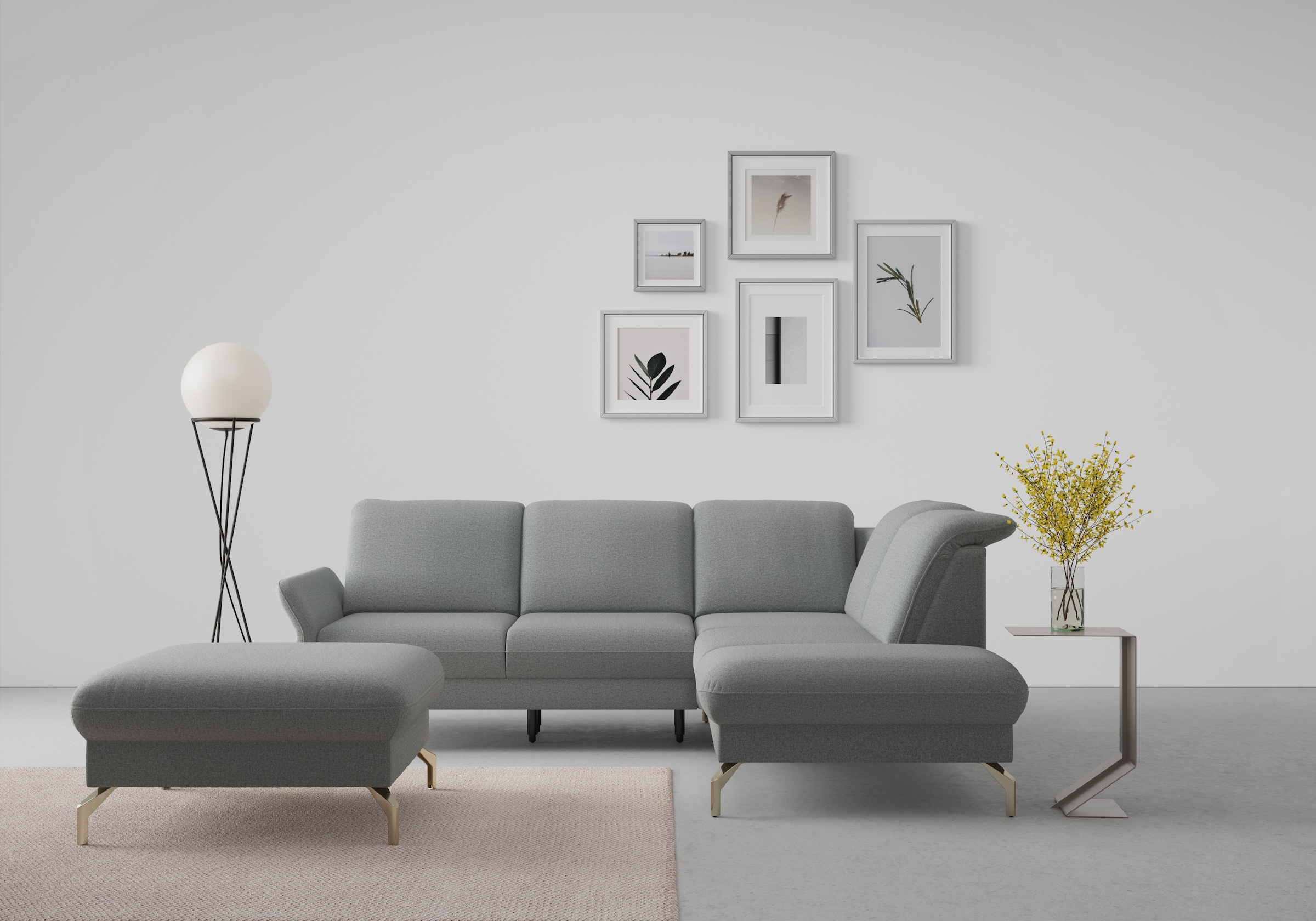 Ecksofa SIT & MORE "Fashion L-Form", grau, B:250cm H:84cm T:207cm, Sofas, Ecksofa, wahlweise mit Kopfteilverstellung, Vorziehsitz, motorisch, Nickelfüße 10