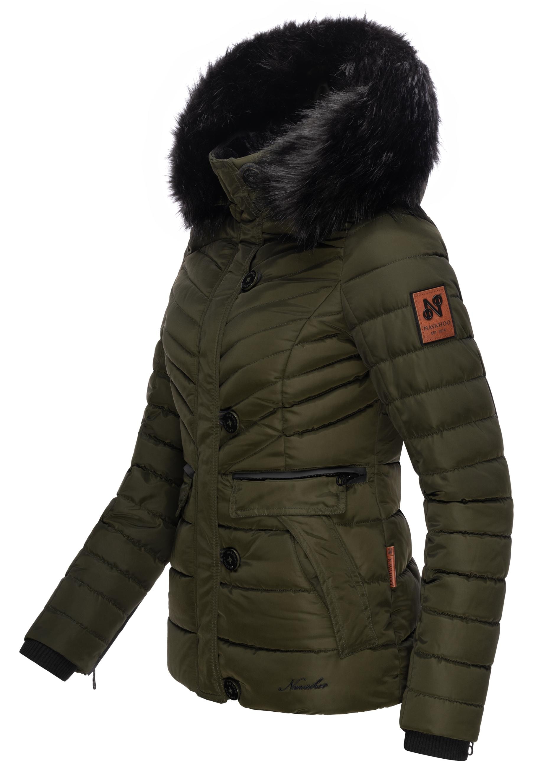 Navahoo Winterjacke »Wisteriaa«, mit Kapuze, Warm gefütterte Steppjacke mit Kunstfell-Kapuze