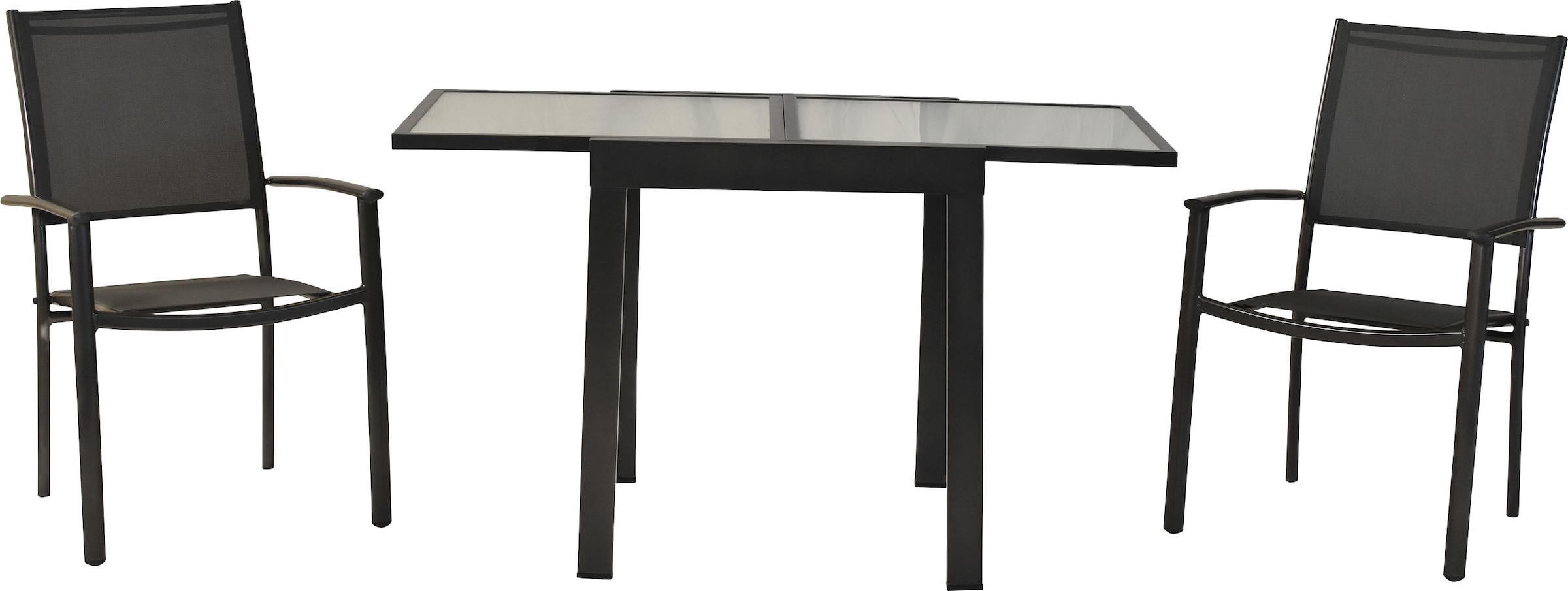 MERXX Balkonset ""Milano"" Set, 3 Stk. tlg. Sessel stapelbar, matte Glaspla günstig online kaufen