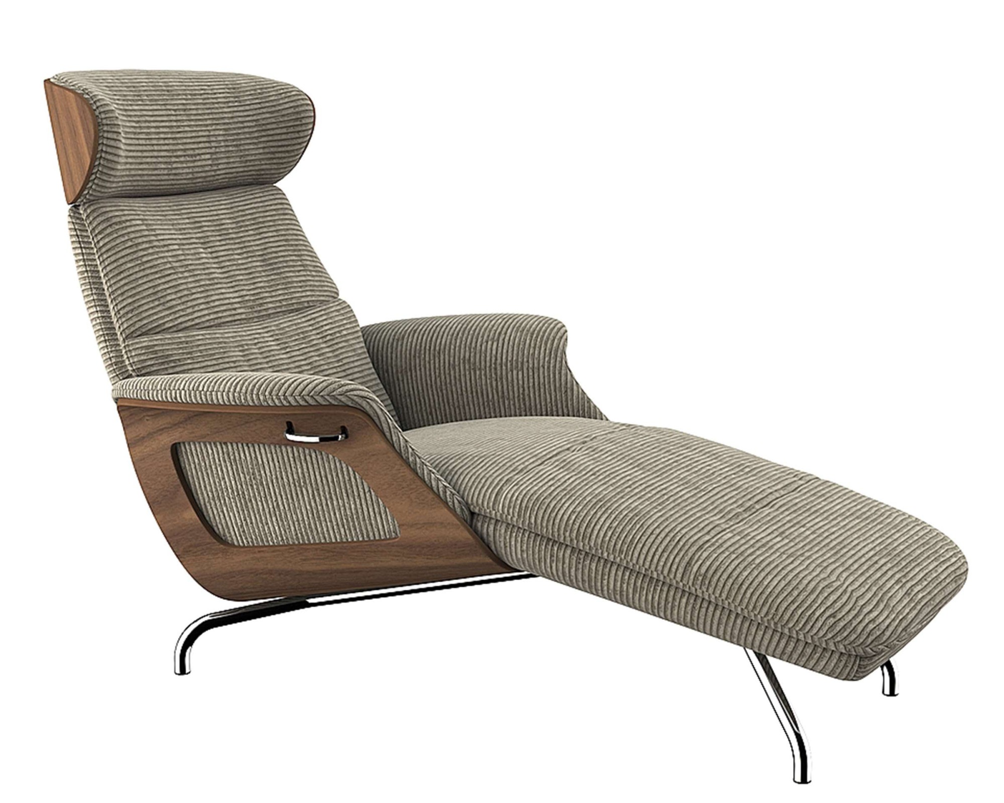 Thumbnail - FLEXLUX Loungesessel "Clement Chaislongue, Relaxstuhl, Liegesessel,", Rücken- & Kopfteilverstellung, Armlehne, Walnuss, ...