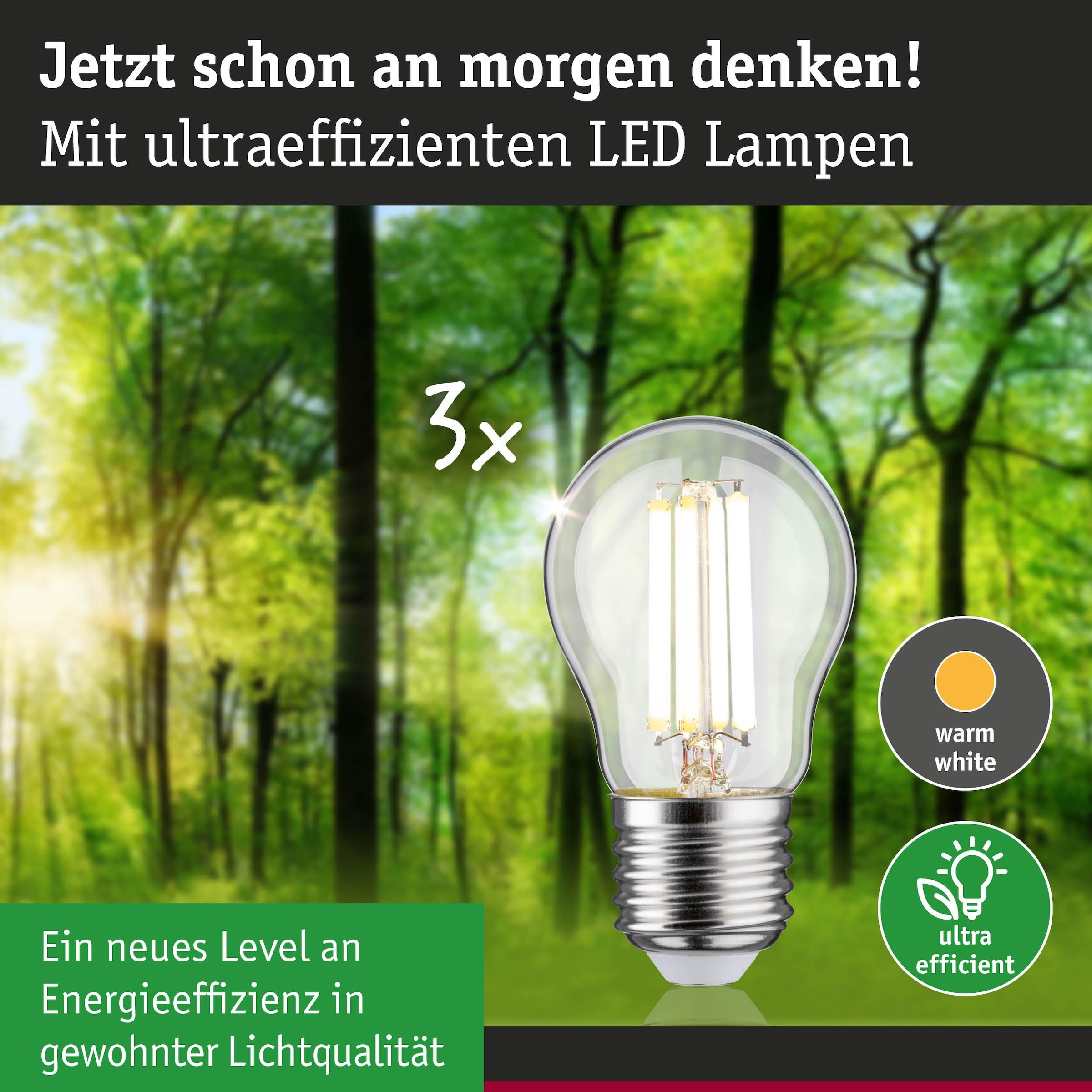 Paulmann LED-Leuchtmittel »Eco-Line 3er-Pack Tropfen 525lm 2,5W 3000K klar 230V« E27 3 Stk. Warmweiß