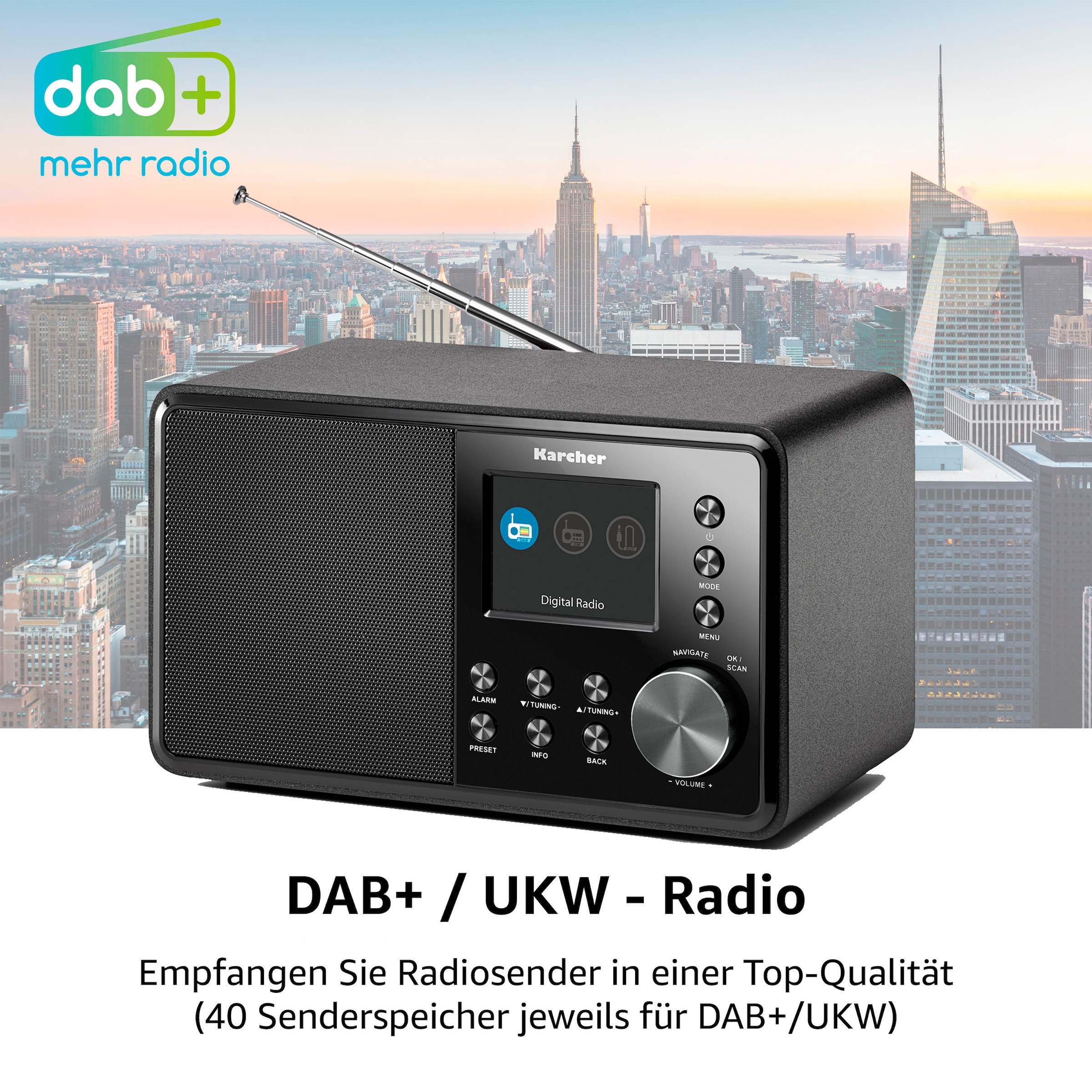 Karcher Digitalradio (DAB+) »DAB 3000«, (Digitalradio (DAB+)-FM-Tuner mit  RDS-UKW mit RDS 3 W) | BAUR