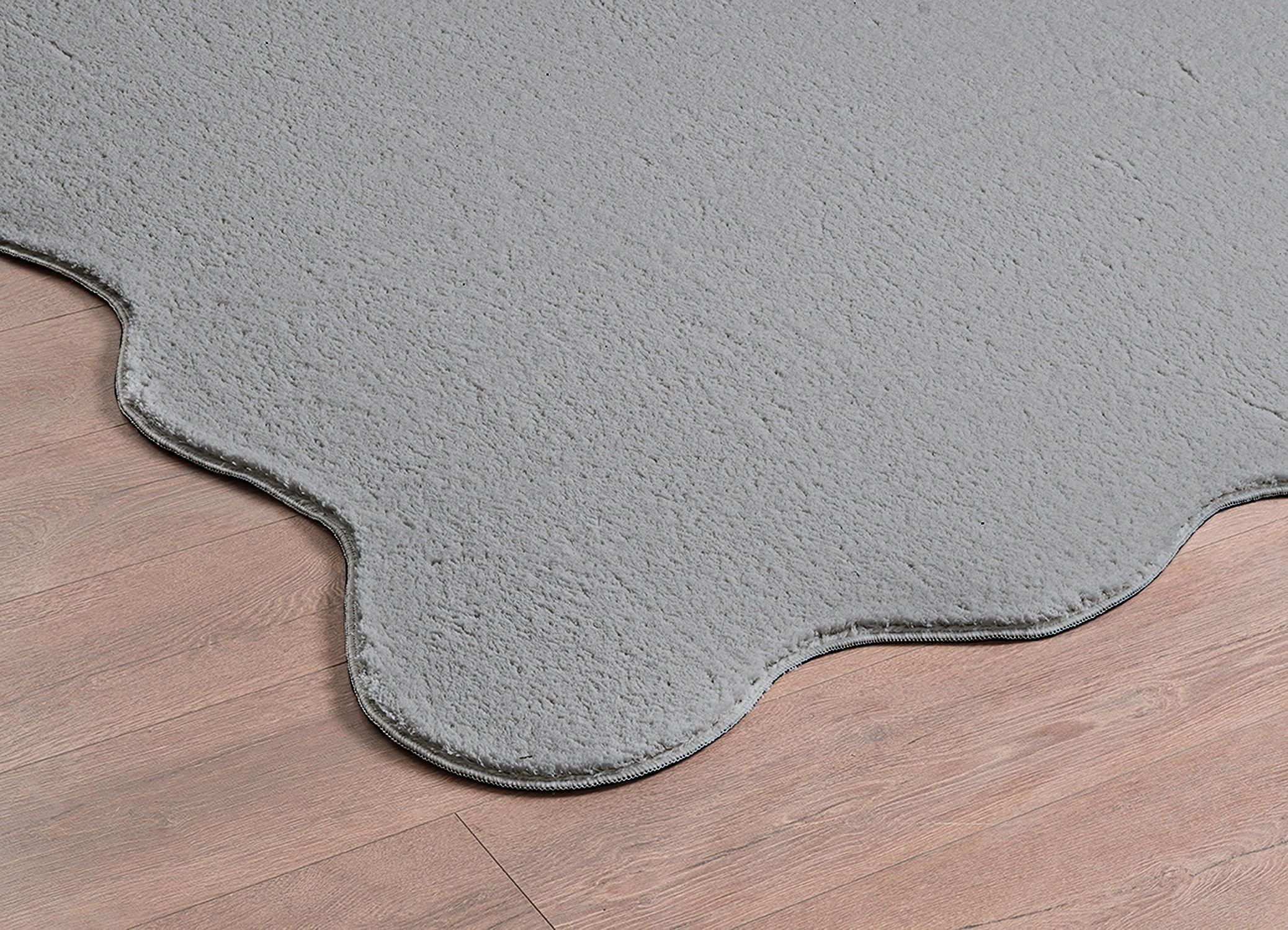 Teppich THE CARPET "Relax Scallop kuschelig & Super Soft", grau, B:160cm L:220cm, Polyester, Teppiche, Teppich, Anti-Rutsch Unterseite, Waschbar bis 30 Grad, Felloptik 3