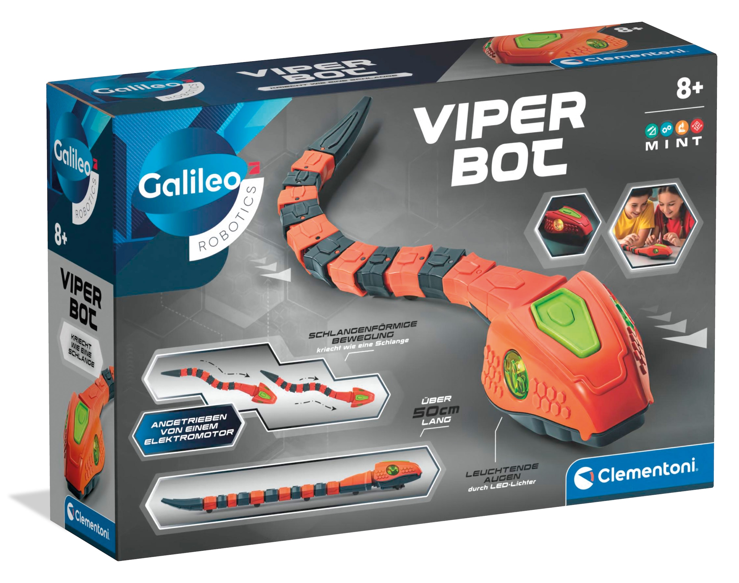 CLEMENTONI Kinder Robotertier "Galileo Robotics, VIPER Bot", orange, Kunststoff, L:50cm, Roboter, mit Licht