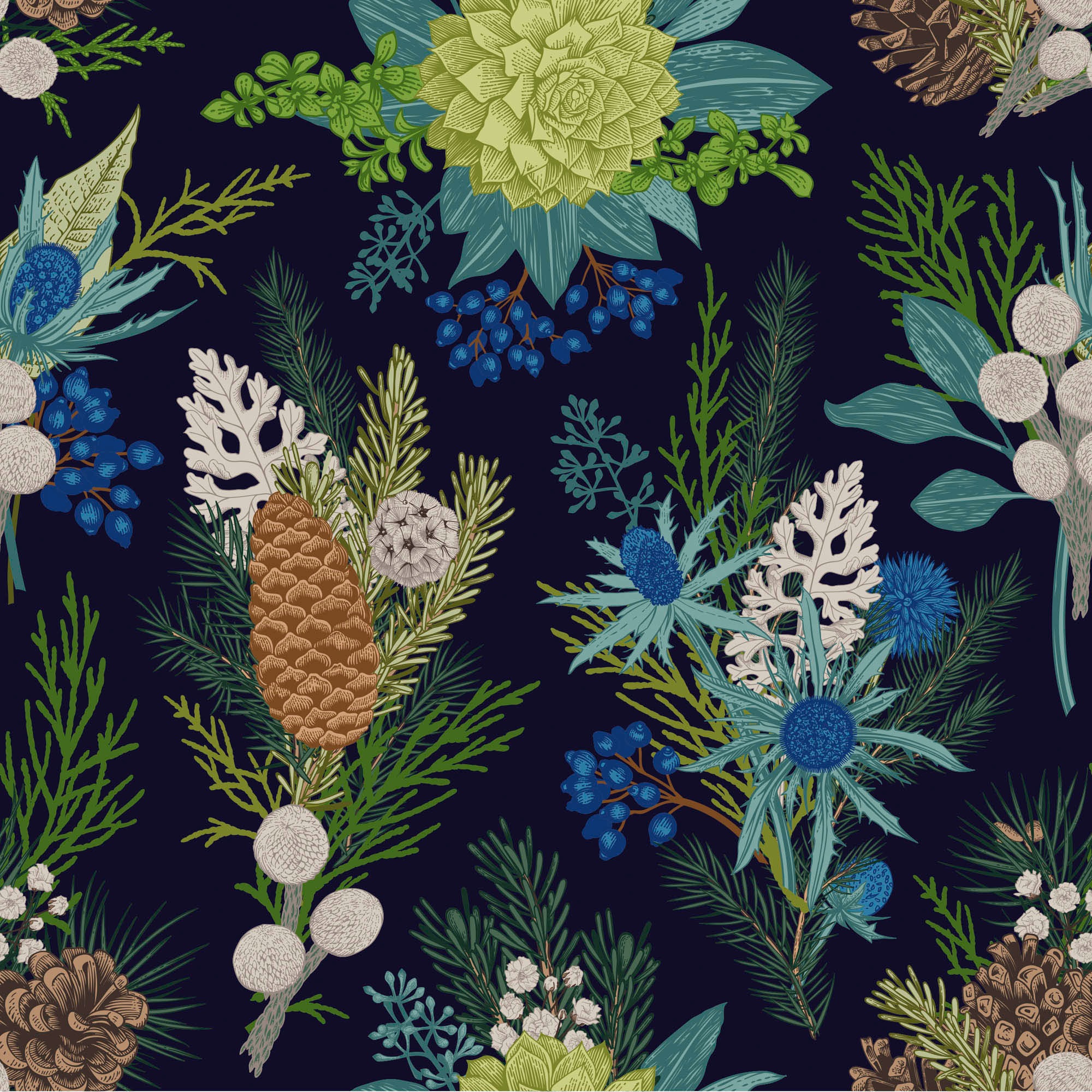 queence Dekokissen »Camilla«, Kissenhülle,Blumen,Pflanzen,Tannenzapfen,Naturmotiv,Botanisch