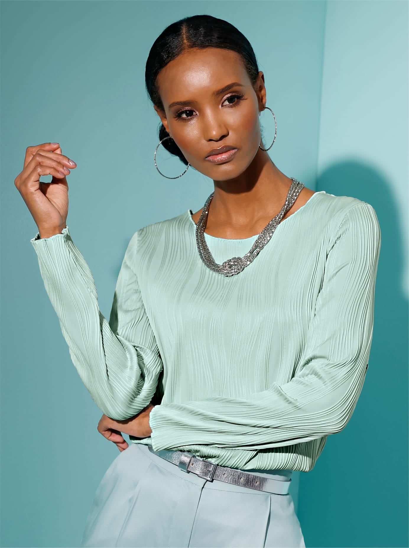 creation L Langarmshirt "Jacquard-Shirt" 1 Stk. tlg. günstig online kaufen