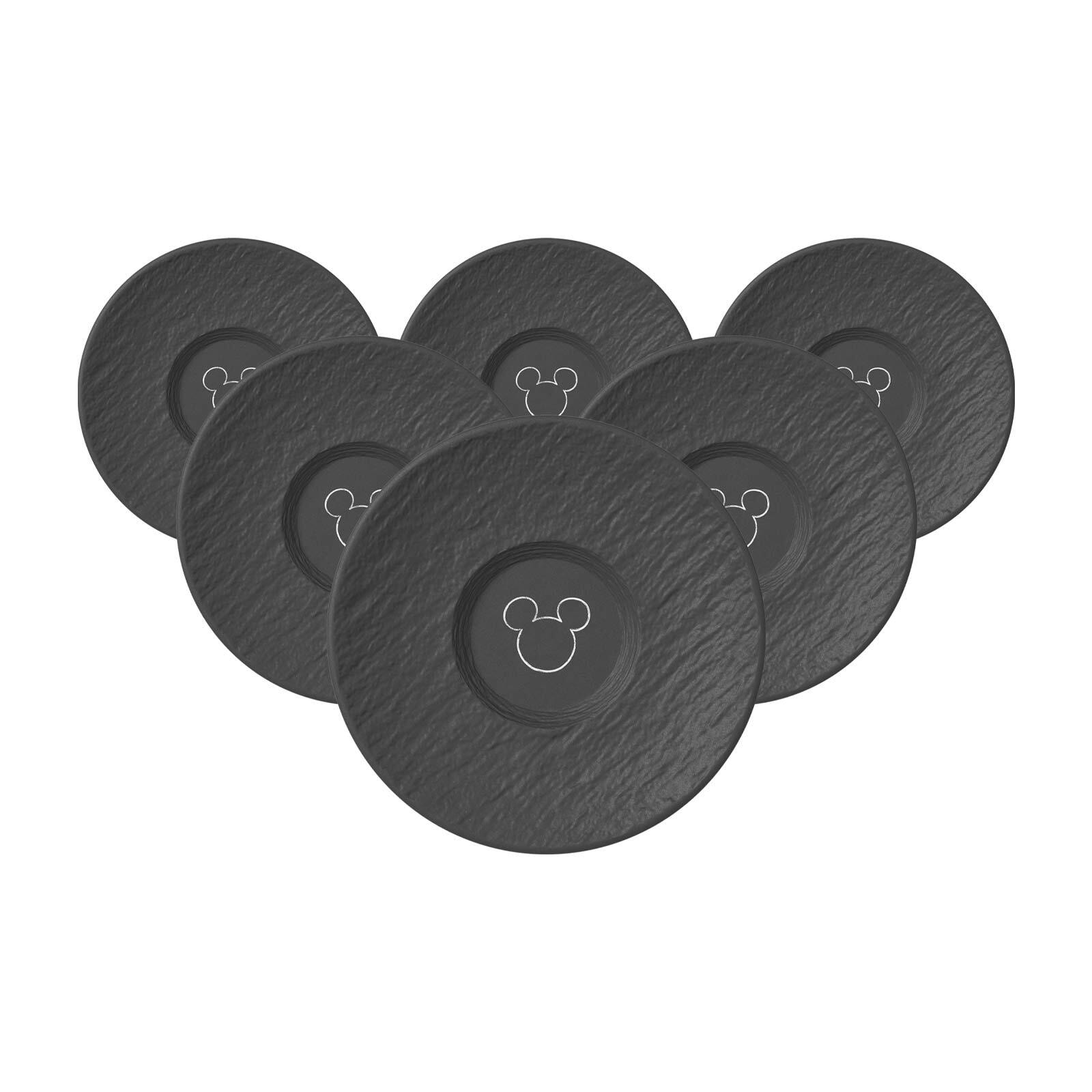 Villeroy & Boch Untertasse "Kaffee-Untertassen Manufacture Rock - Mickey Mouse ø 15,4 cm 6er Set schwarz" Spülmaschinenfest, Mikrowellensicher