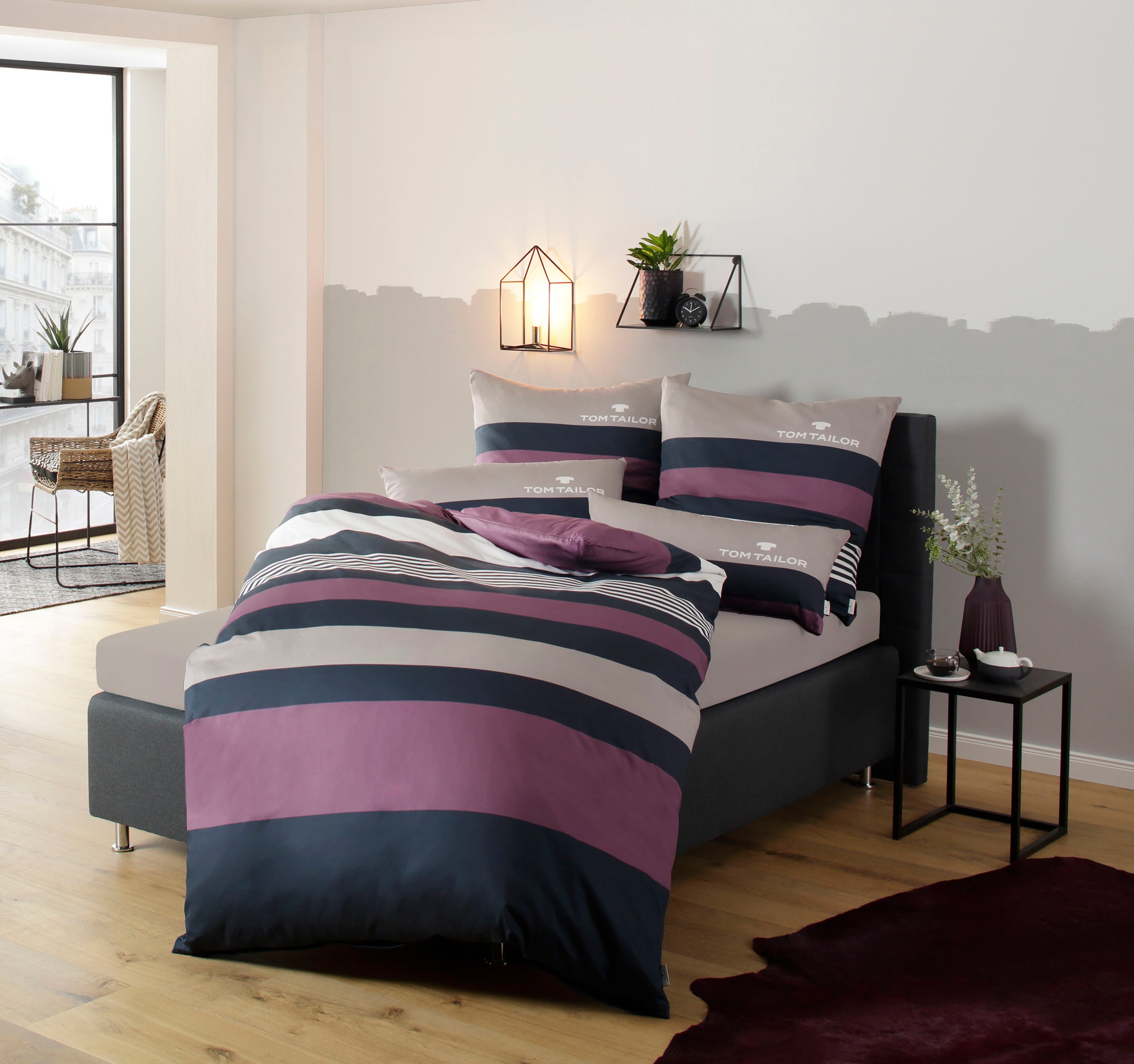 TOM TAILOR HOME Bettwäsche »Carl in Gr. 135x200 oder 155x220 cm«, mit GRATIS-Zugabe: Spannbettlaken, 100% Baumwolle, mit Reißverschluss