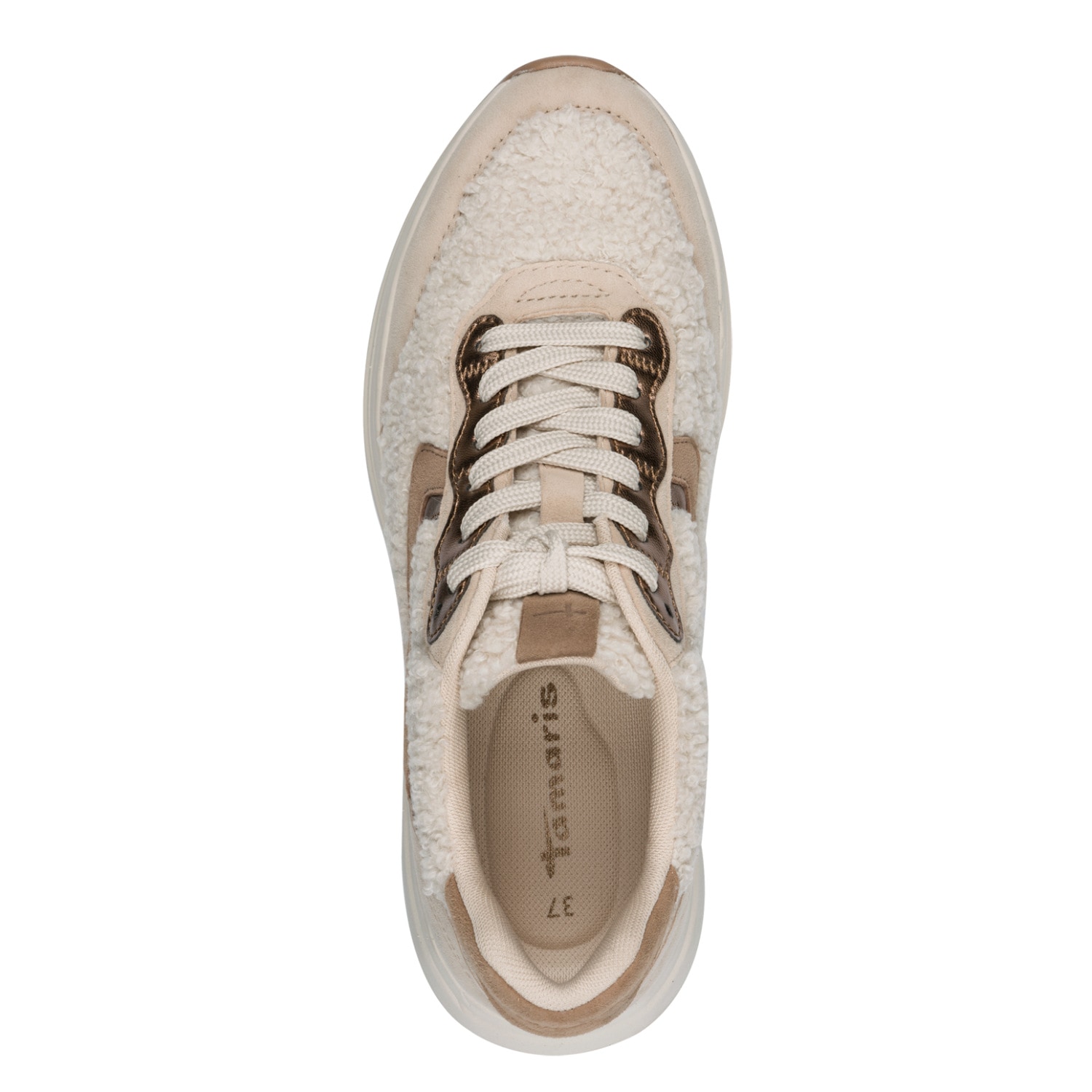 Tamaris Plateausneaker  Freizeitschuh, Halbschuh, Schnürer mit Teddy-Plüsch-Besatz