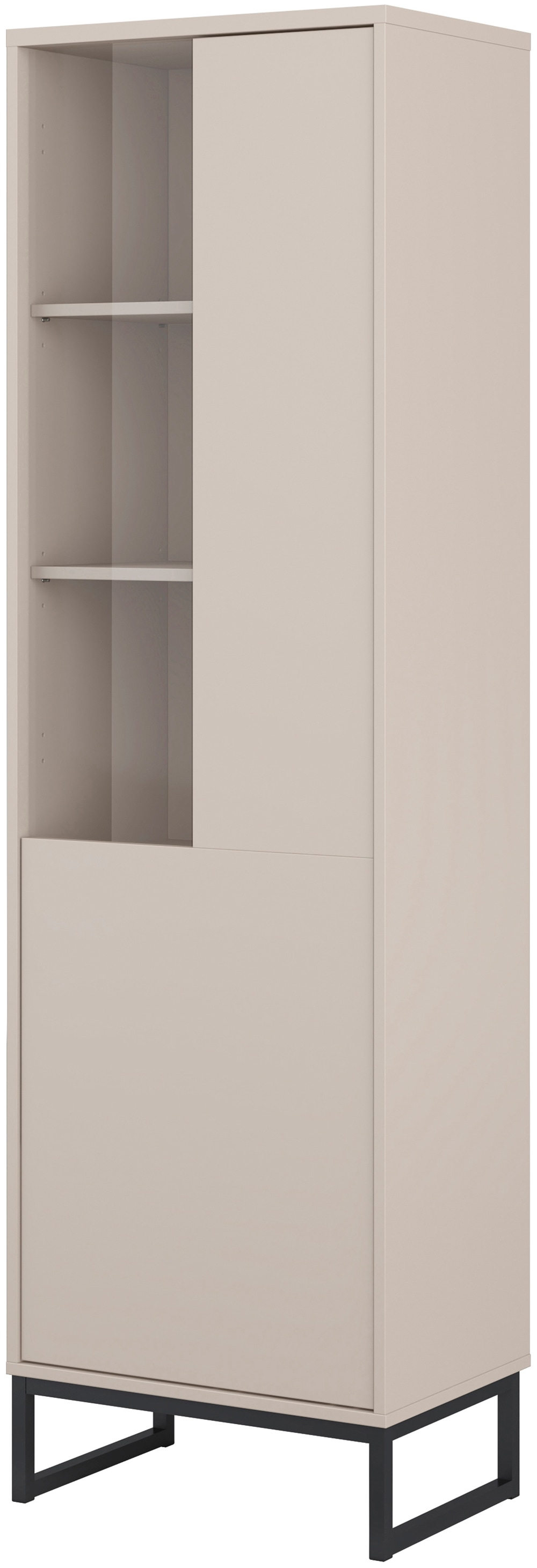 Home affaire Vitrine »Loft, Höhe 181 cm, moderne Standvitrine mit Glastür, Metallkufen« Hochschrank mit viel Stauraum, Glastür und verstellbaren Einlegeböden