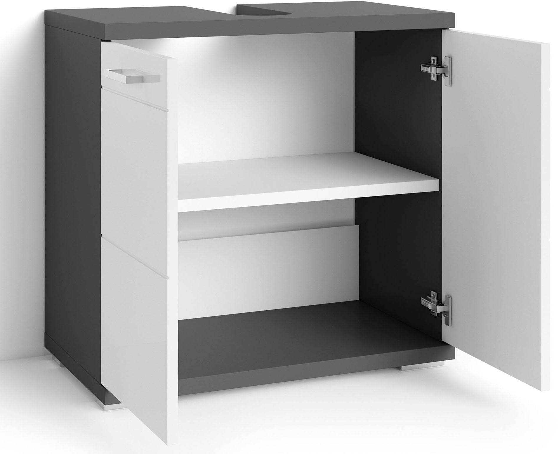 byLIVING Waschbeckenunterschrank »Nebraska«, Breite 60 cm, mit Hochglanzlackierung und verchromten Metallgriffen