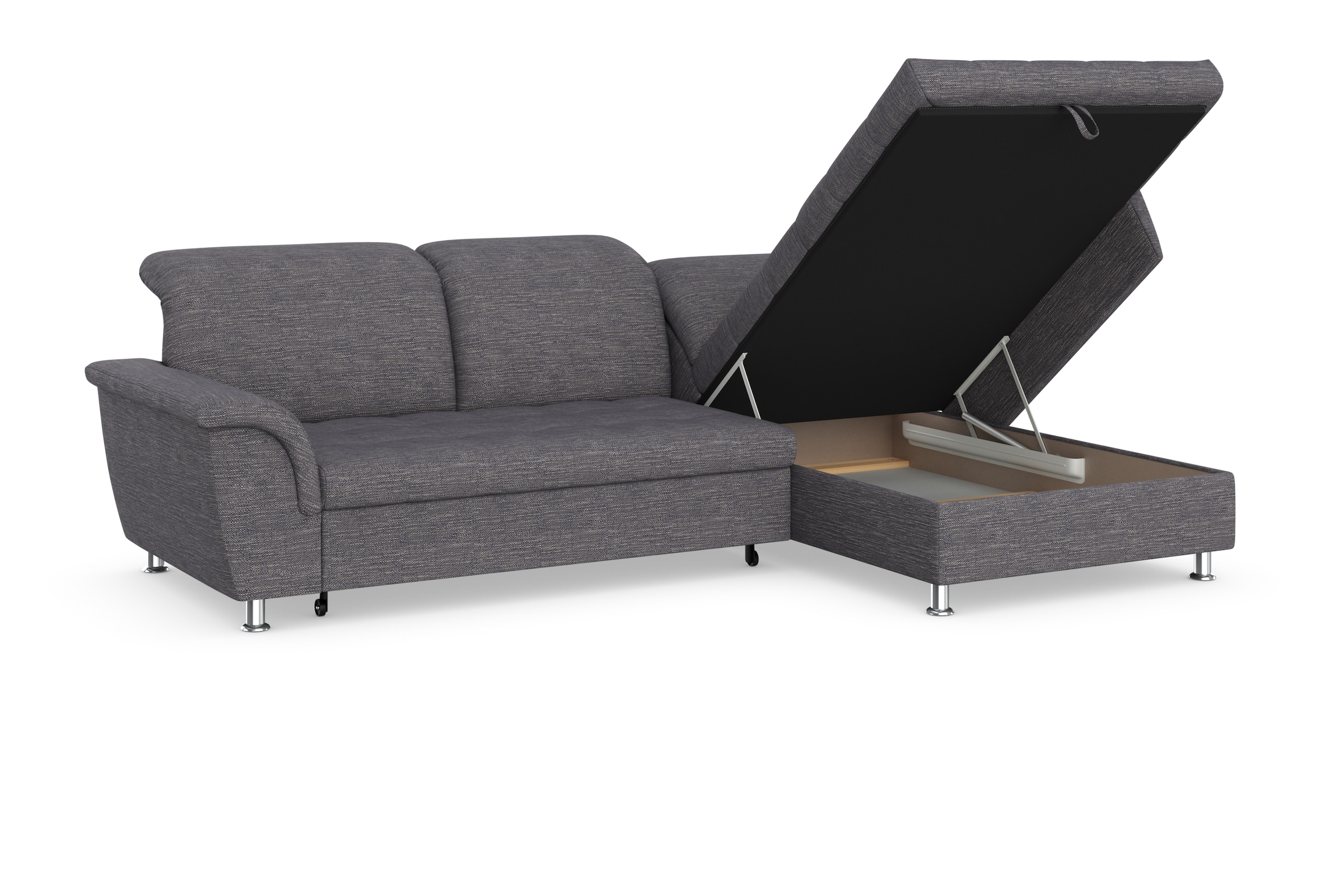 DOMO collection Ecksofa Franzi, wahlweise mit Bettfunktion, Bettkasten und Kopfteilverstellung