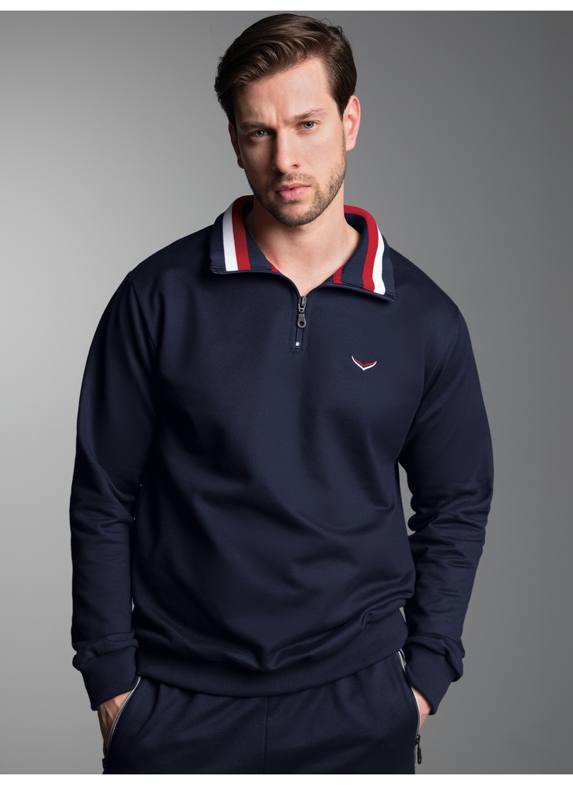 Trigema Sweatshirt »TRIGEMA Troyer mit kontrastfarbigen Elementen«
