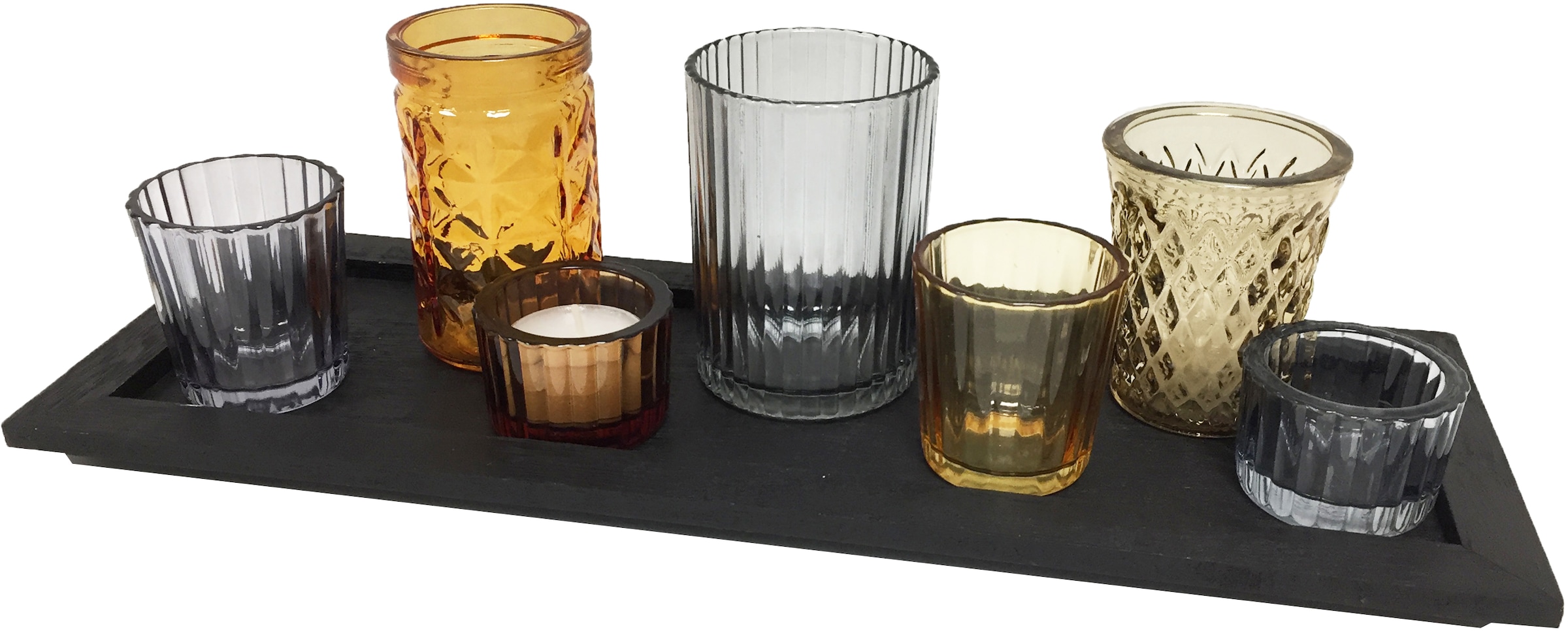 Home affaire Teelichthalter »Tablett 7 BAUR Farben mit Gläsern, Weihnachtsdeko«, | in bestellen verschiedenen