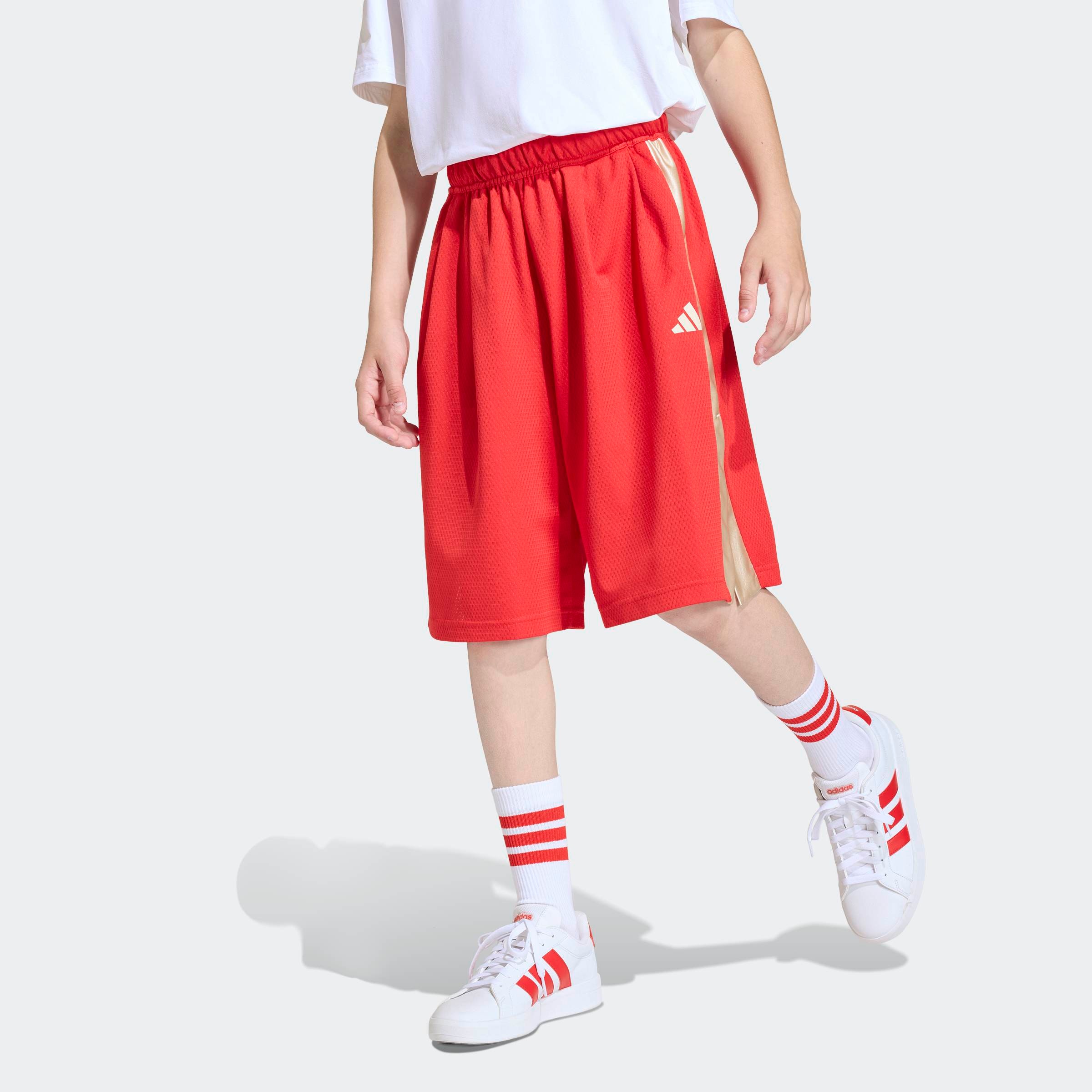 Shorts ADIDAS SPORTSWEAR "STADIUM MESH", Jungen, Gr. 140, N-Gr, pure ruby, crystal linen,, Obermaterial: 100% Polyester, Hosen Shorts