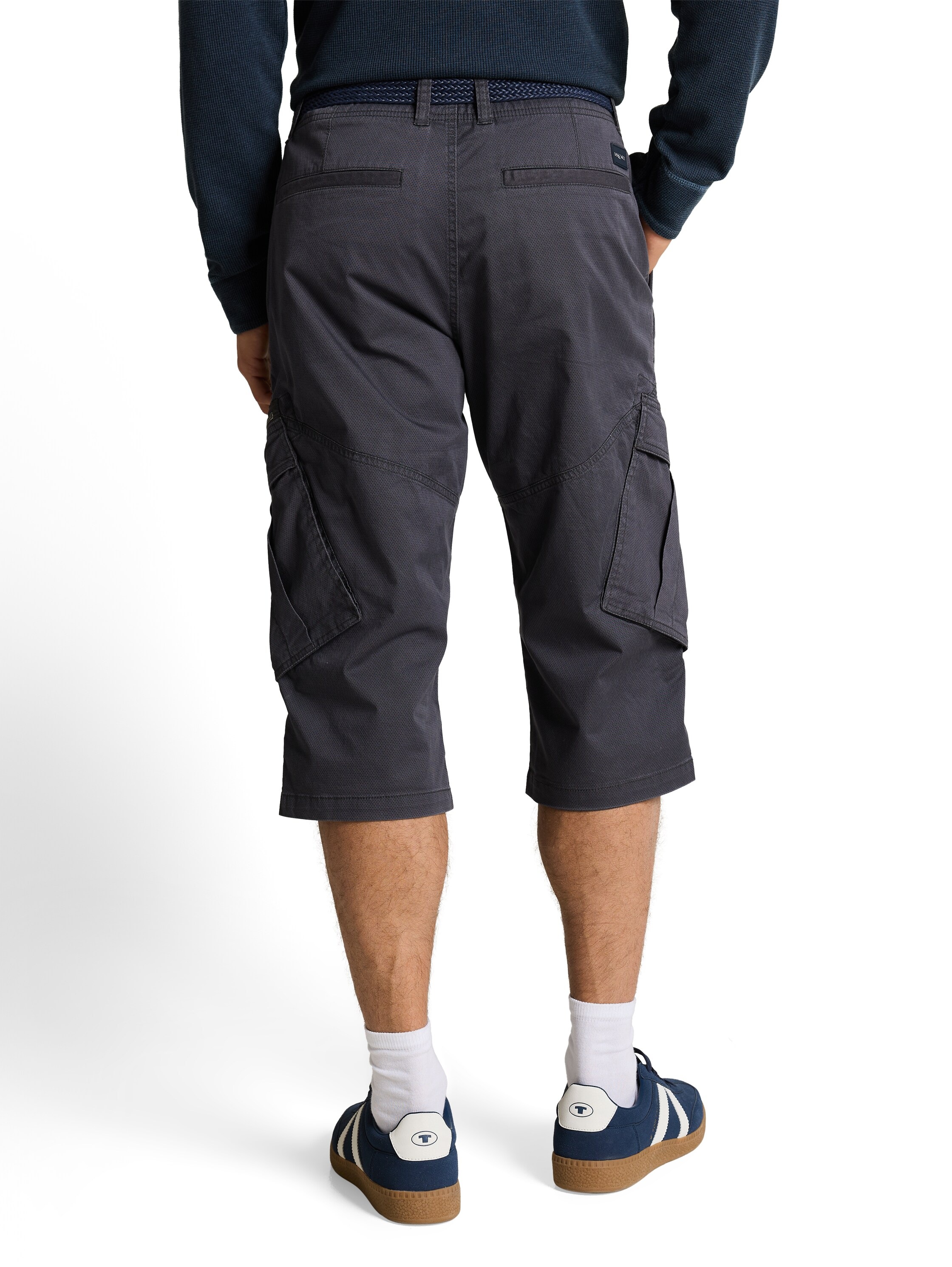 Cargoshorts TOM TAILOR, Herren, Gr. 40, N-Gr, grau mini weave print, Web, Obermaterial: 98% Baumwolle, 2% Elasthan, unifarben, regular fit knielang, Hosen, mit Taschen 2