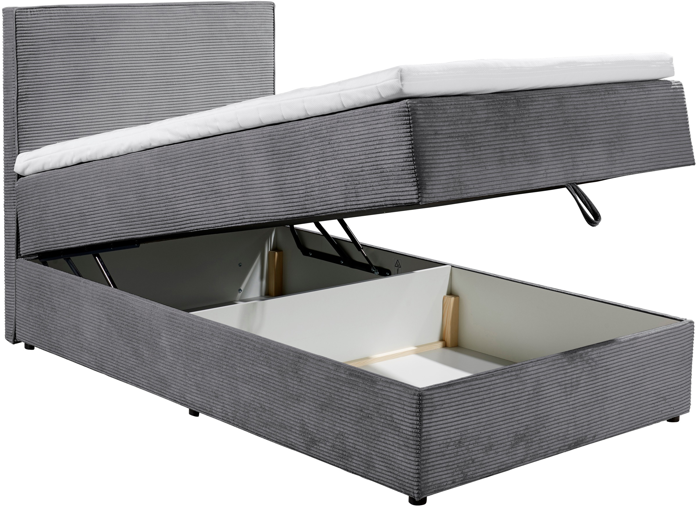 ED EXCITING DESIGN Boxbett »Larnaca«, Bezug aus Cord, inkl. Topper und Bettkasten