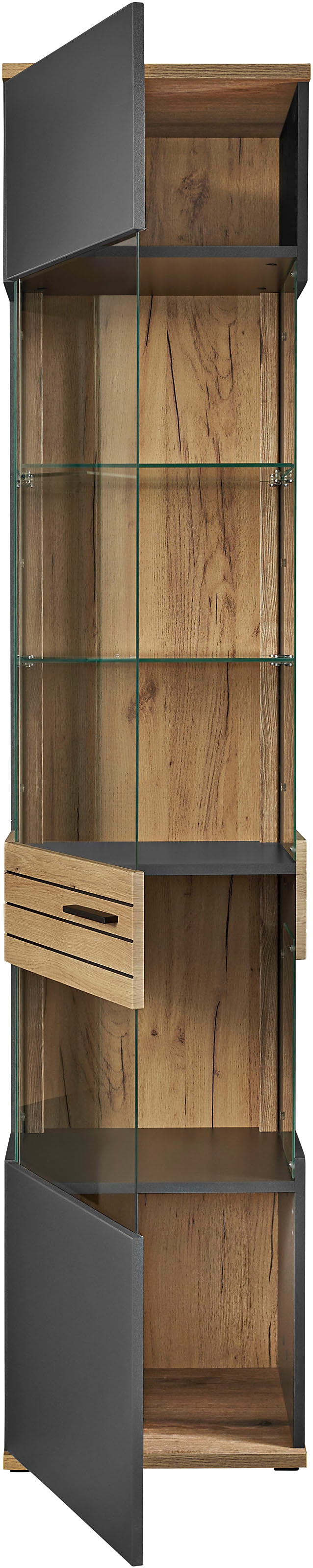 set one by Musterring Vitrine »Quincy« 1 Stk. tlg. Spiegelbildlich montierbar, in 2 Farben erhältlich, 204,7 cm hoch
