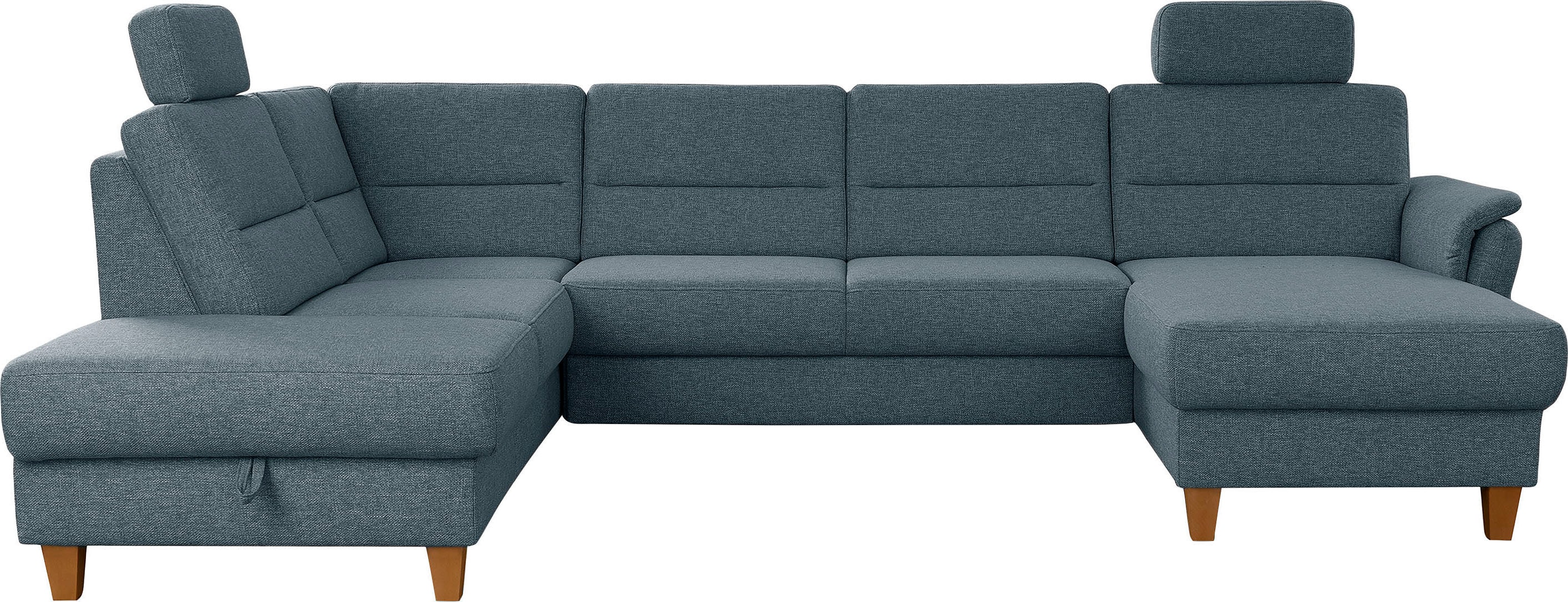 Home affaire Wohnlandschaft "Palmera U-Form, B: 308 cm, große Stoff + Leder Auswahl" optional Schlaffunktion & Bettkasten, Federkern, XXL-Wohnlandschaft