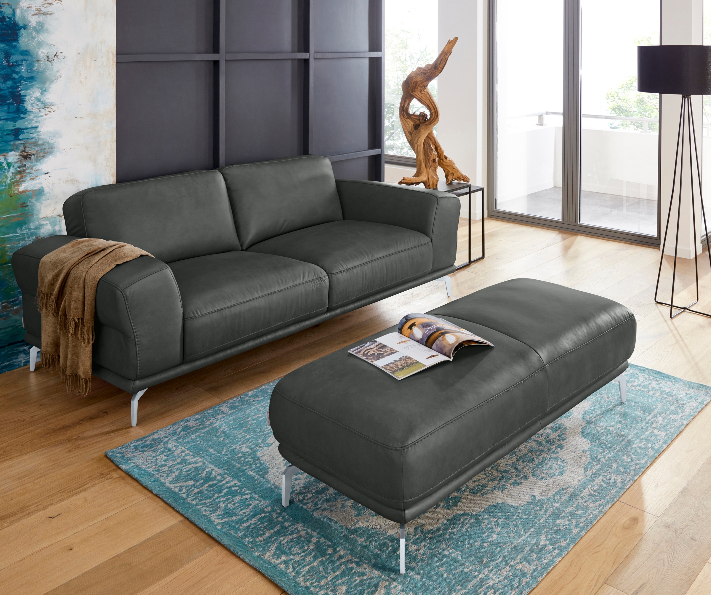 W.SCHILLIG 2,5-Sitzer »montanaa«, mit Metallfüßen in Silber matt, Breite 212 cm