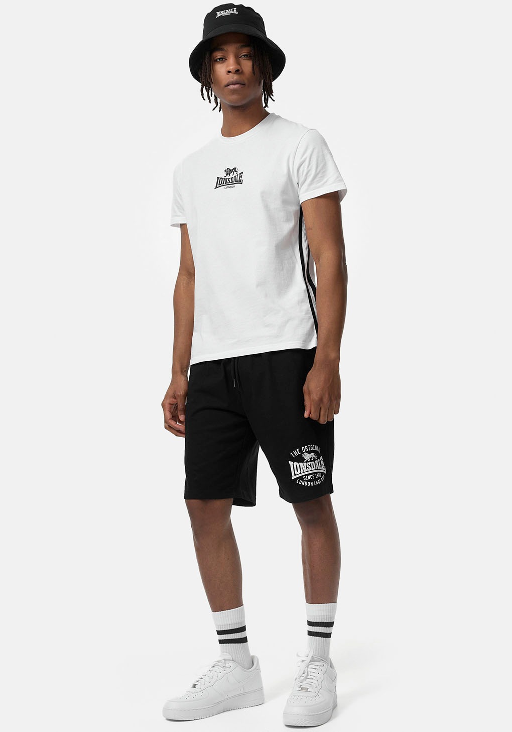 Sweatshorts LONSDALE "TRAPRAIN", Herren, Gr. XXL (60), N-Gr, schwarz, Obermaterial: 60% Baumwolle, 40% Polyester, kniefrei, Hosen Sweatshorts 3