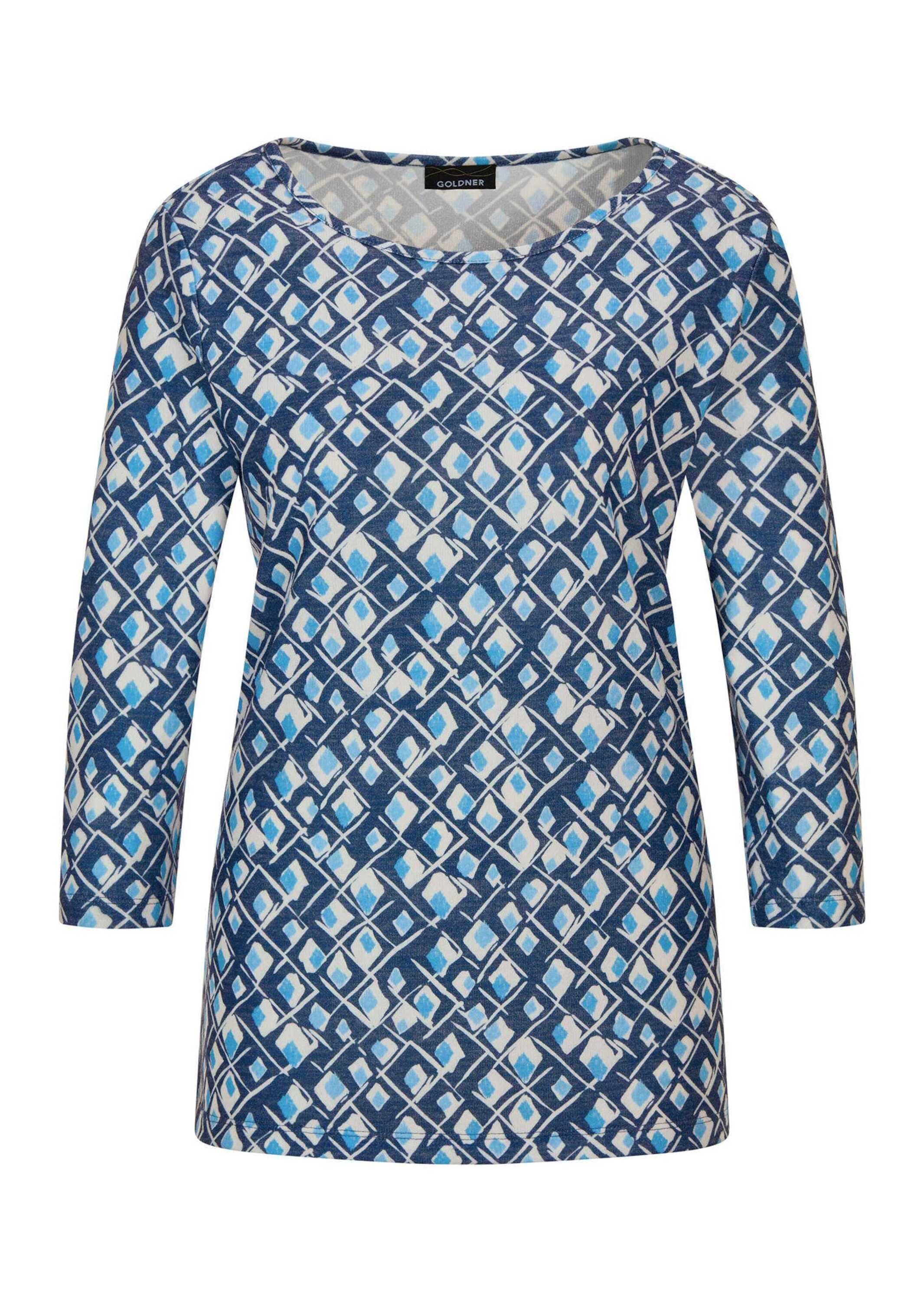 GOLDNER Print-Shirt "Kurzgröße Halbarm Viskoseshirt im Allover-Design" U-Boot-Ausschnitt
