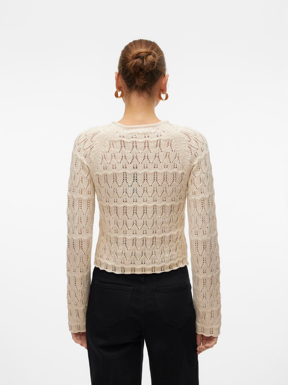 Vero Moda Strickpullover »VMNEWFABIENNE LS O-NECK PULLOVER NOOS«, im hochwertigen Ajourstrickmuster