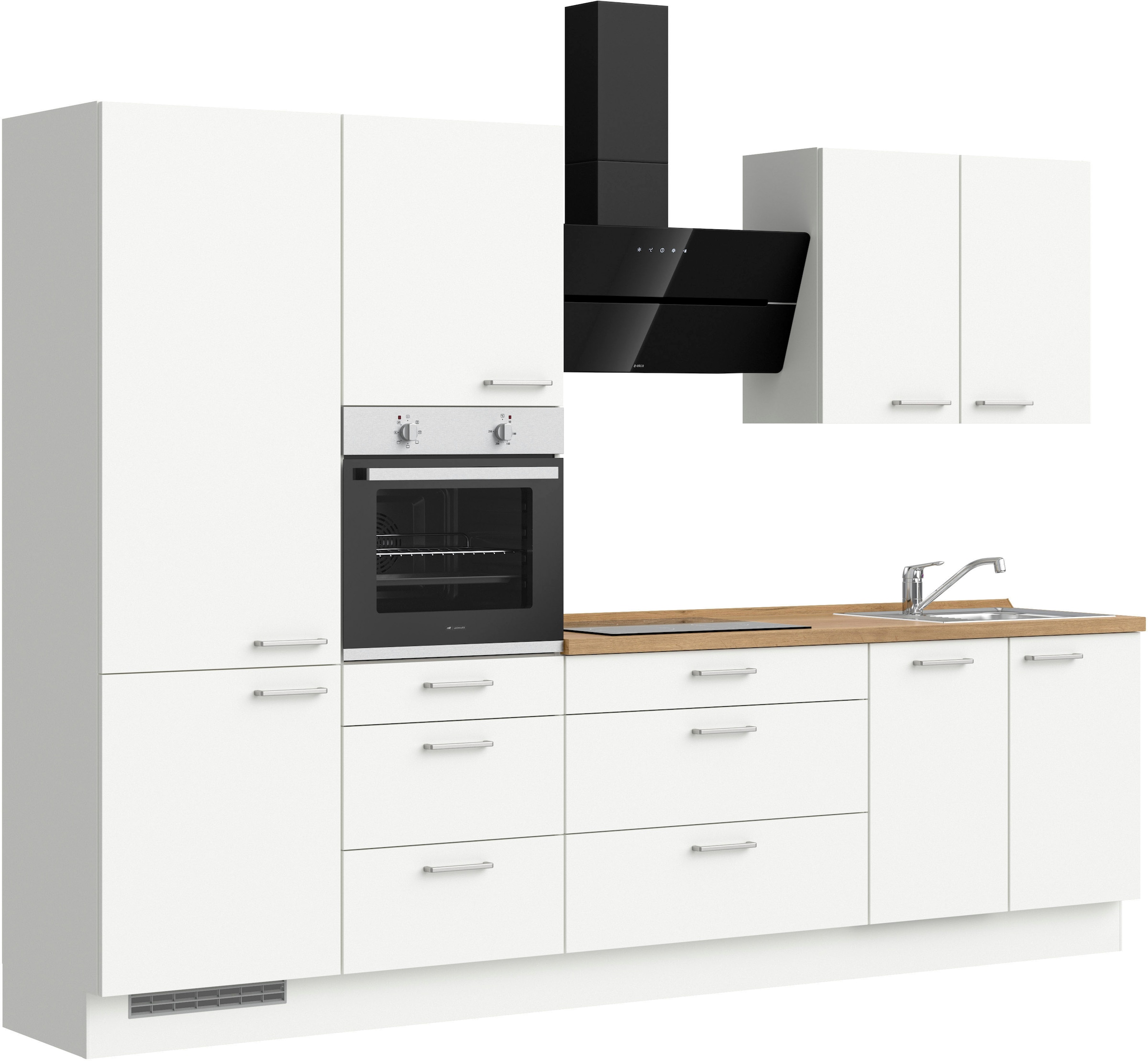 nobilia® elements Küchenzeile »"elements premium"«, vormontiert, Ausrichtung wählbar, Breite 300 cm, mit E-Geräten