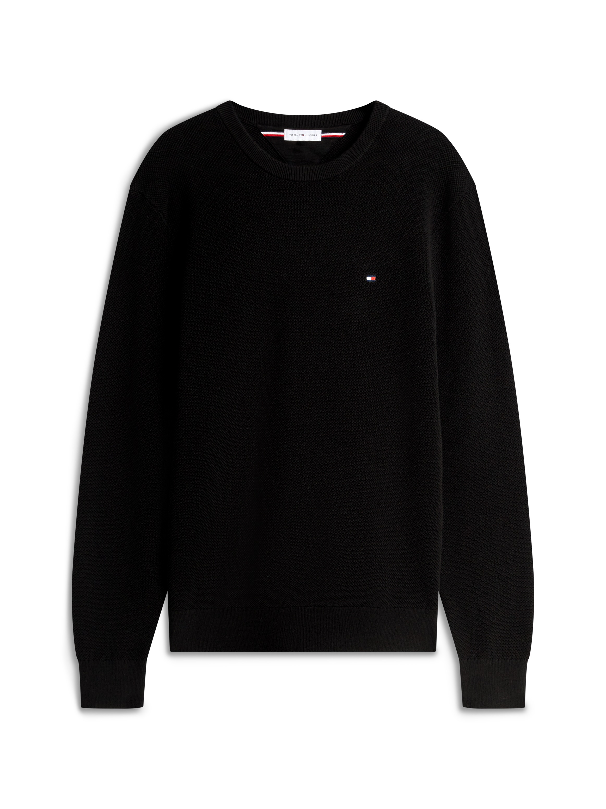 Tommy Hilfiger Rundhalspullover »ESSENTIAL STRUCTURE CREW NECK mit Struktur und Label« unifarben, casual, regular fit, Baumwolle, Rundhals