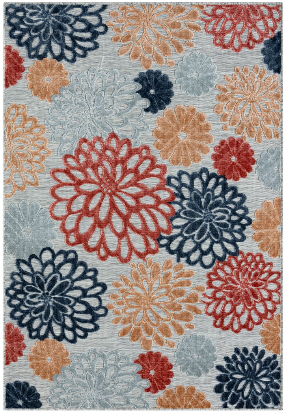 Teppich "Bloom, LAGERRÄUMUNG", bunt (grau,multi), B:160cm H:8mm L:230cm, Polypropylen, MYFLAIR MÖBEL & ACCESSOIRES, Teppiche, Teppich, Blumen Motiv, Hoch-Tief Effekt, Outdoor geeignet, Balkon, Terrasse 2