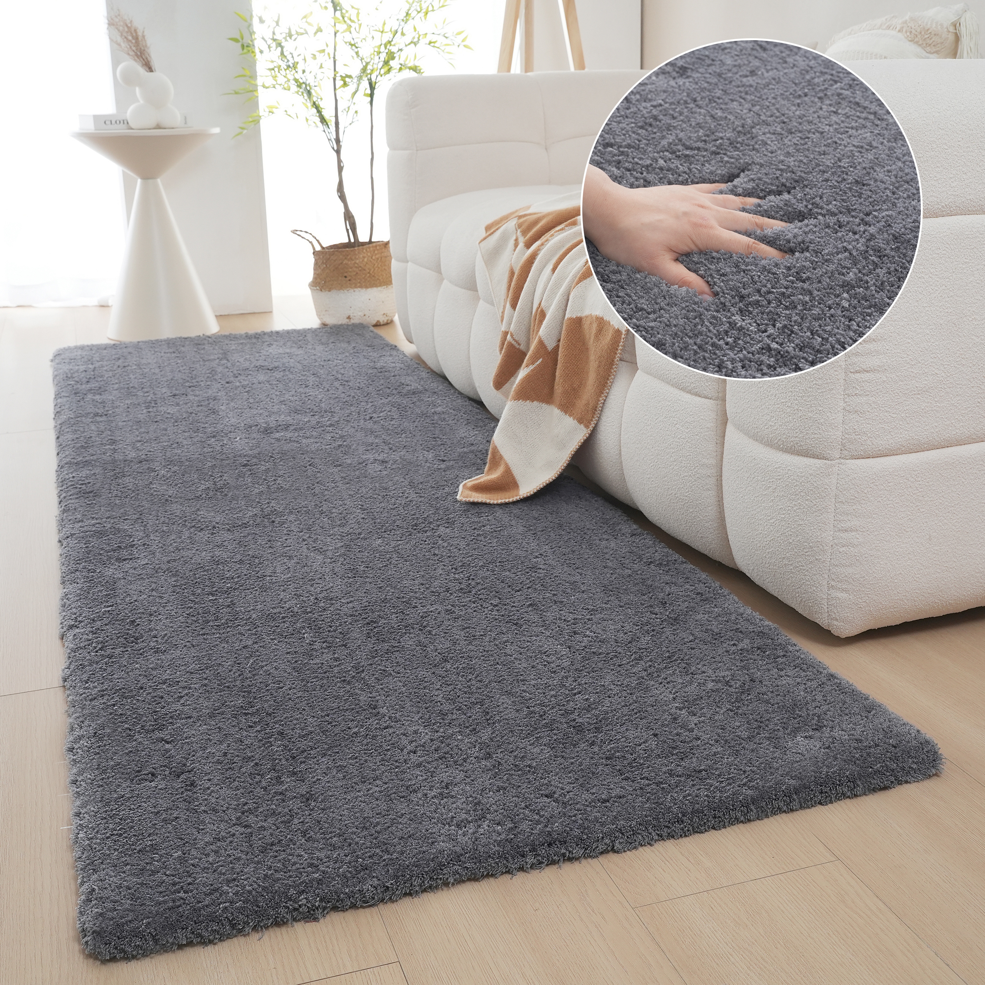 OTTO home Hochflor-Läufer "Microfaser Teppich Magong, besonders weich, sehr feiner Flor" rechteckig 25 mm Höhe uni Teppiche, Wohnzimmer, Schlafzimmer, Kinderzimmer, Flur, Brücke