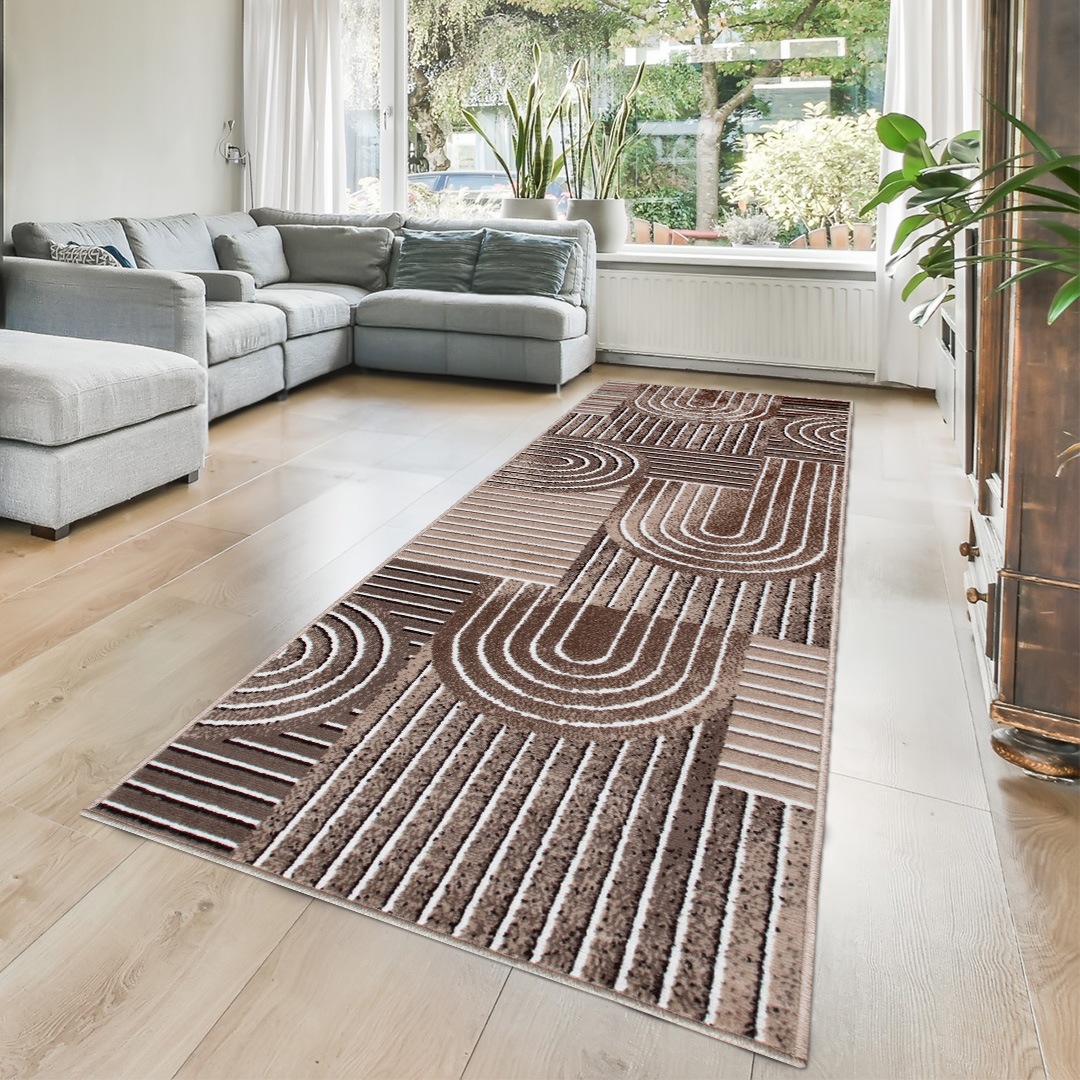 Läufer OTTO HOME "Lyssandra" Gr. 11, beige (sand), B:67cm H:8mm L:230cm, Kunstfaser, Teppiche, Läufer, 3D-Effekt, softer Kurzflor, pflegeleicht, leichter Glanz, Scandi-Look