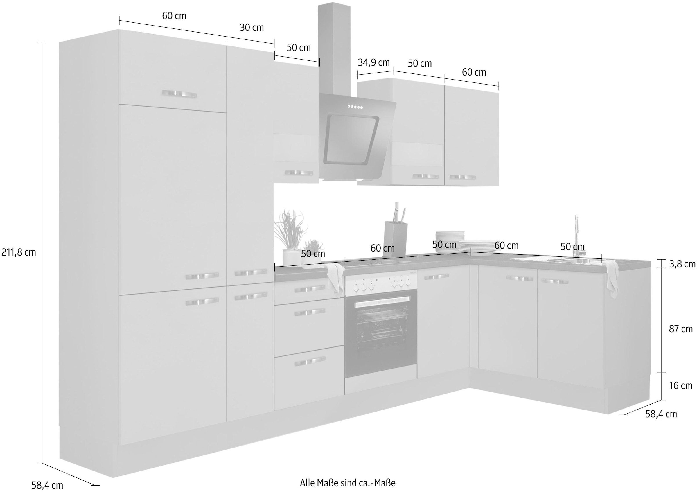 OPTIFIT Winkelküche »Cara«, mit Vollauszügen und Soft-Close-Funktion, Stellbreite 315 x 175 cm