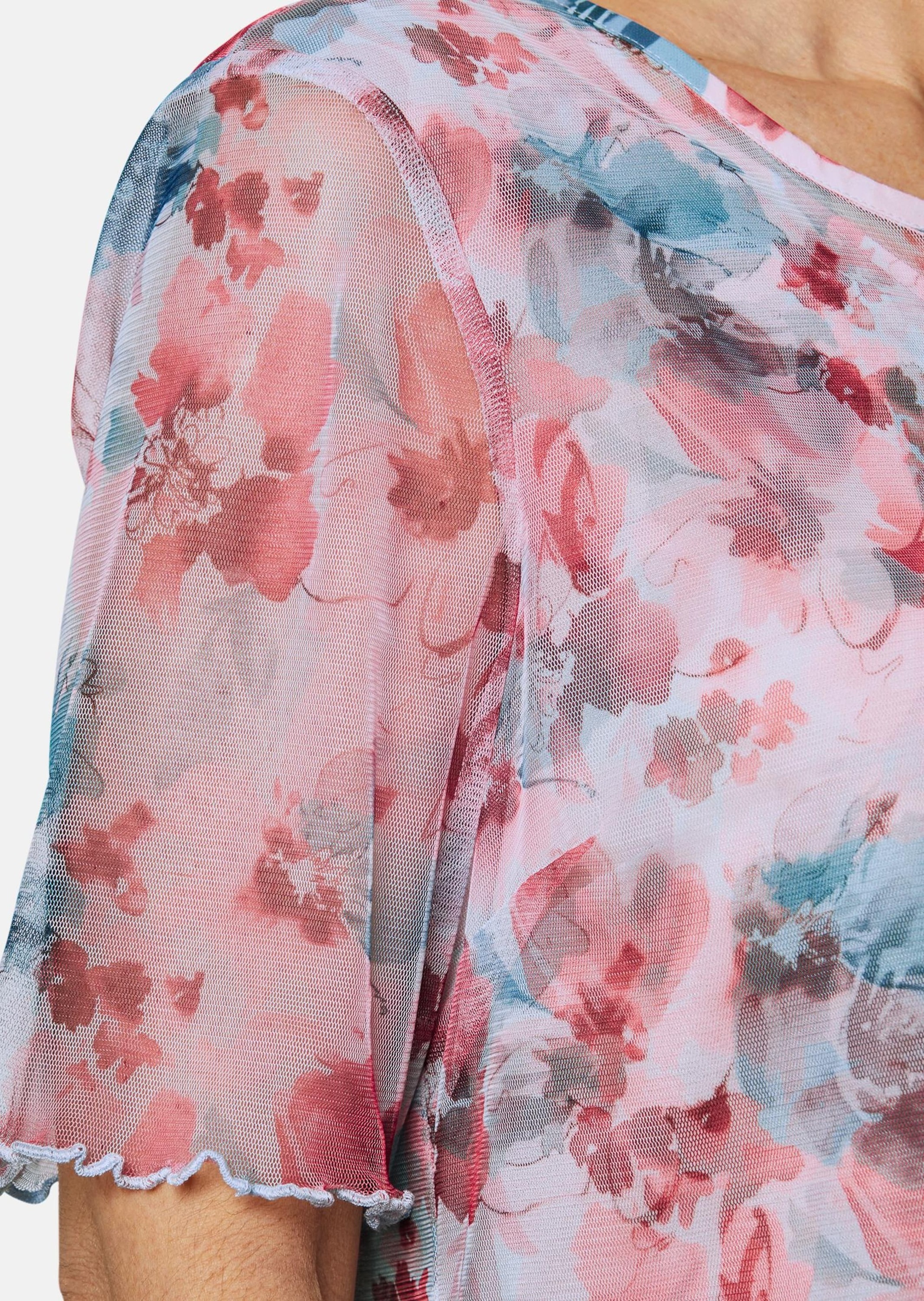 GOLDNER Kurzarmbluse »Mesh-Bluse Druckbluse aus herrlich weichem Mesh«