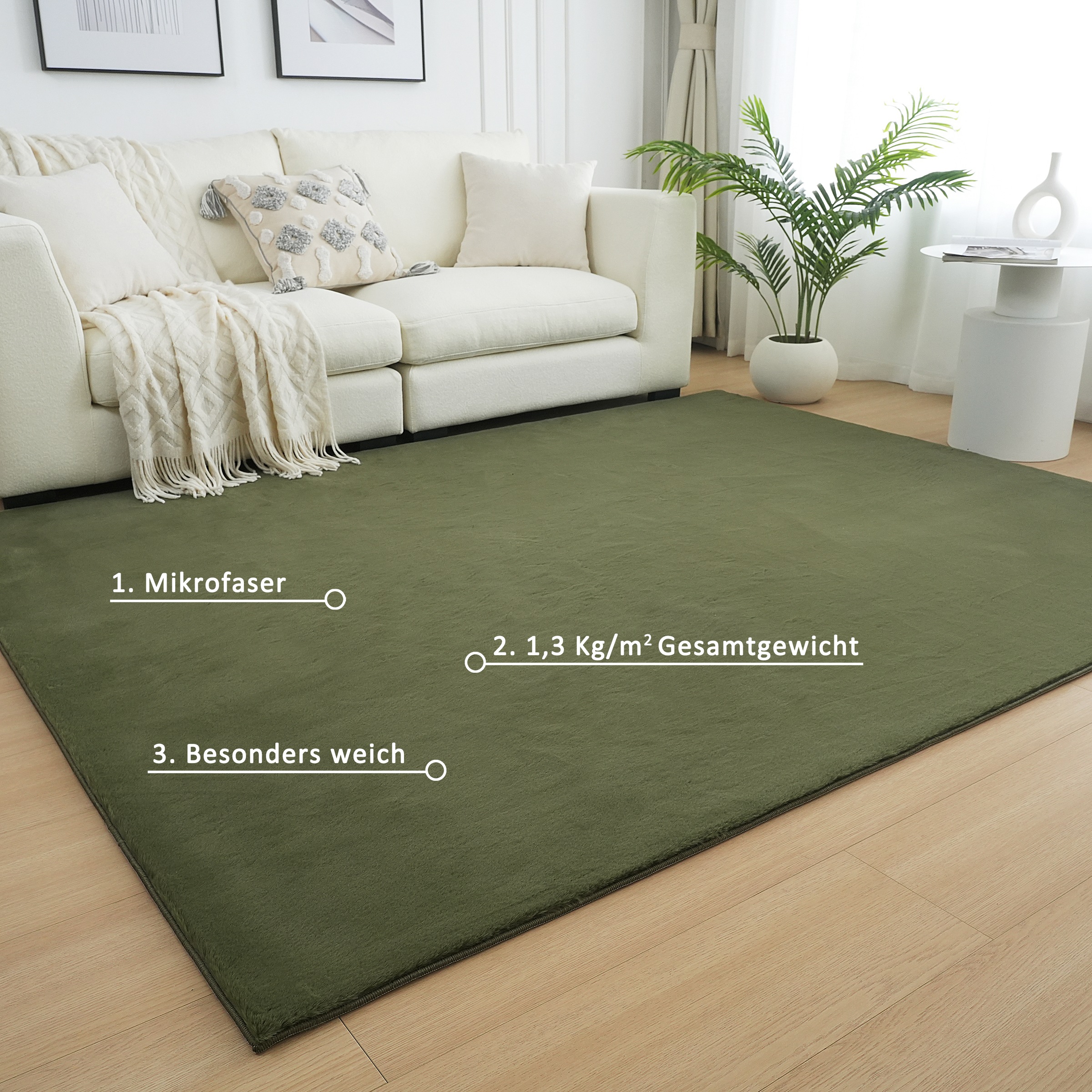 Fellteppich OTTO HOME "Balu, Kunstfellteppich, Modern, Langflor Teppich" Gr. 17, dunkelgrün, B:180cm H:20mm L:230cm, Kunstfaser, Teppiche, Fellteppich, Kaninchenfell-Haptik, kuschelig, weich, Wohnzimmer, Schlafzimmer 3