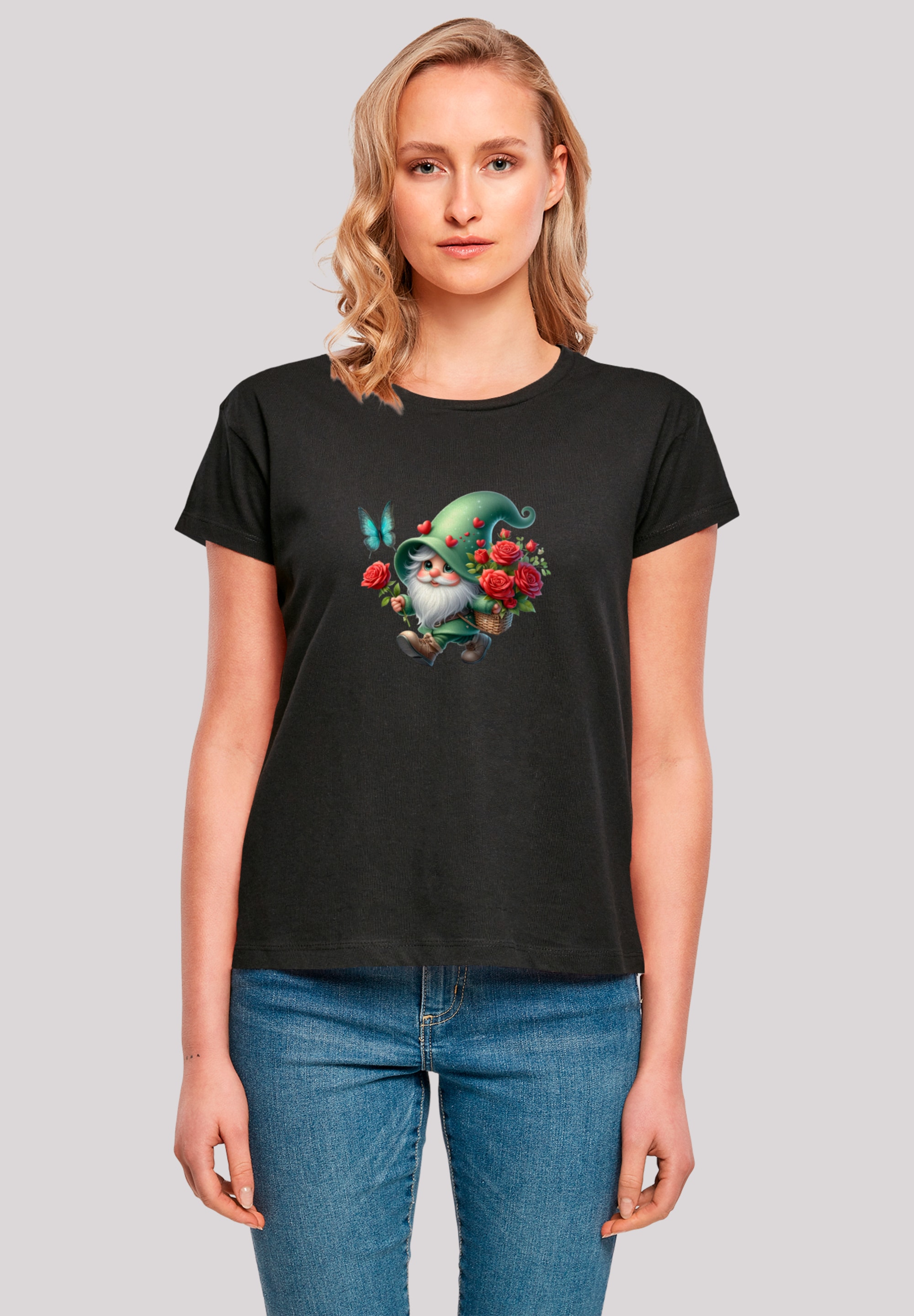 F4NT4STIC T-Shirt "Gnom Frühling Blumen Schmetterling", Premium Qualität günstig online kaufen