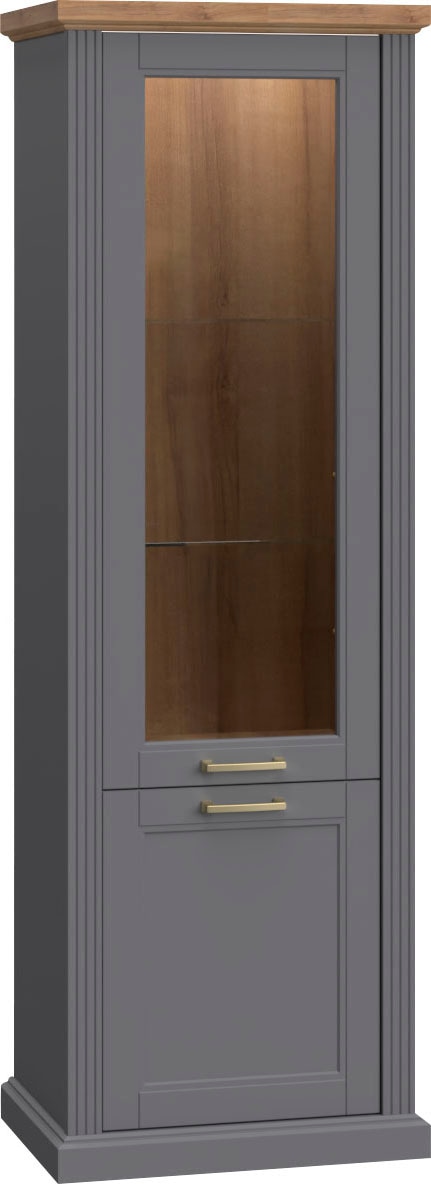 OTTO home Vitrine "Tara" (H/B/T): 200/66/48cm, lackiert mit wasserbasiertem UV-Lack, Soft-Close-Funktion