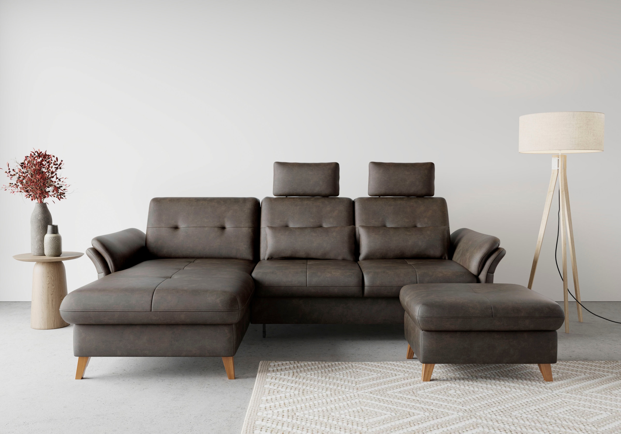 sit&more Ecksofa »Göteborg«, Sitztiefenverstellung und Federkern, wahlweise mit Bettfunktion