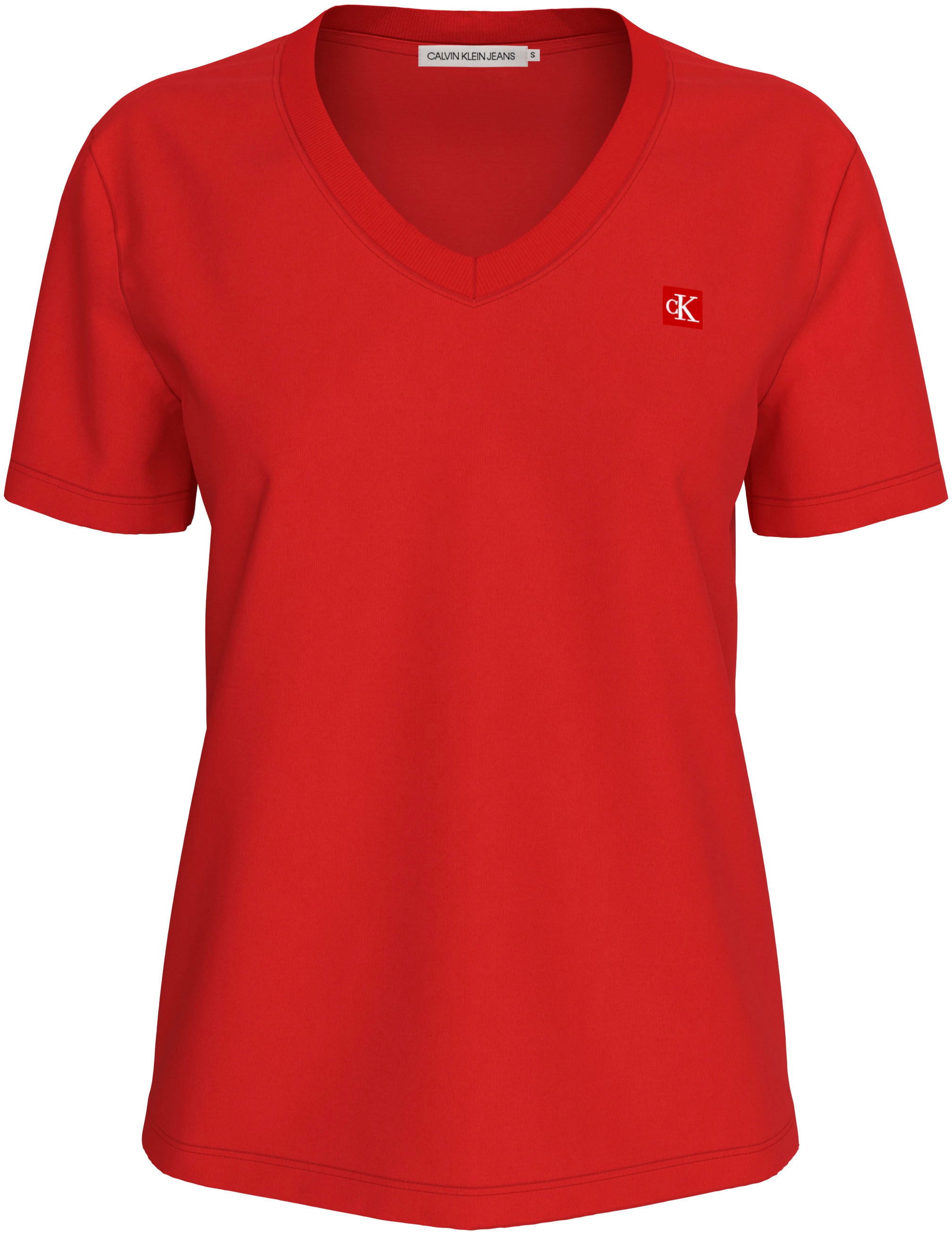 Calvin Klein Jeans V-NECK Logomarkenlabel für BADGE BAUR T-Shirt EMBRO | kaufen »CK mit TEE«