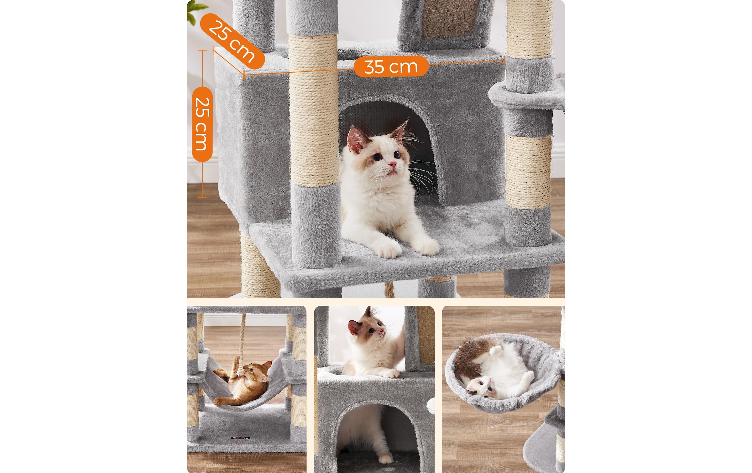 FEANDREA Kratzbaum »165 cm, Grau/Beige« 165 cm hoch