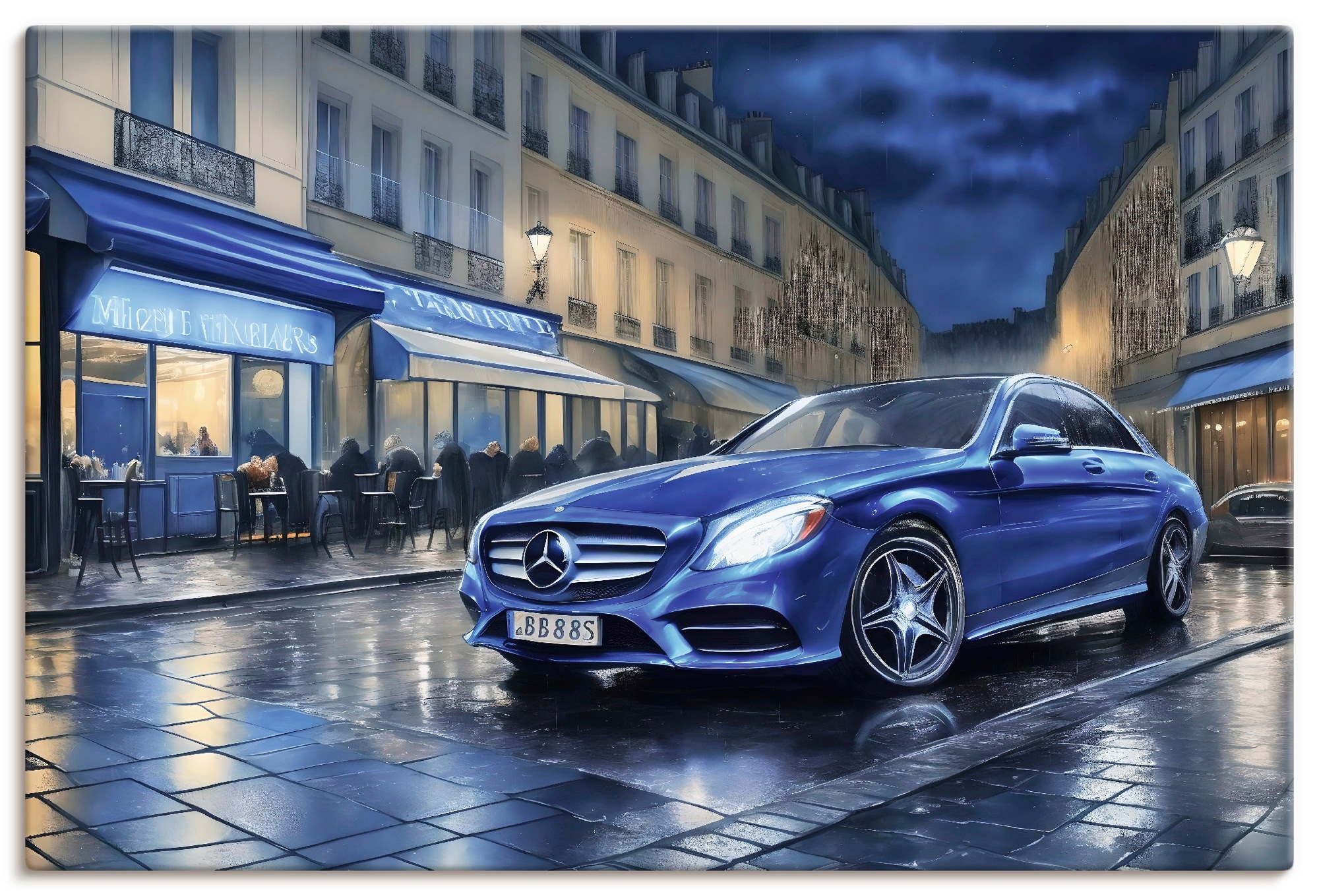 Artland Wandbild "Mit dem Mercedes nach Paris" Auto 1 Stk. tlg. als Alubild, Leinwandbild, Poster, Wandaufkleber in verschied. Größen