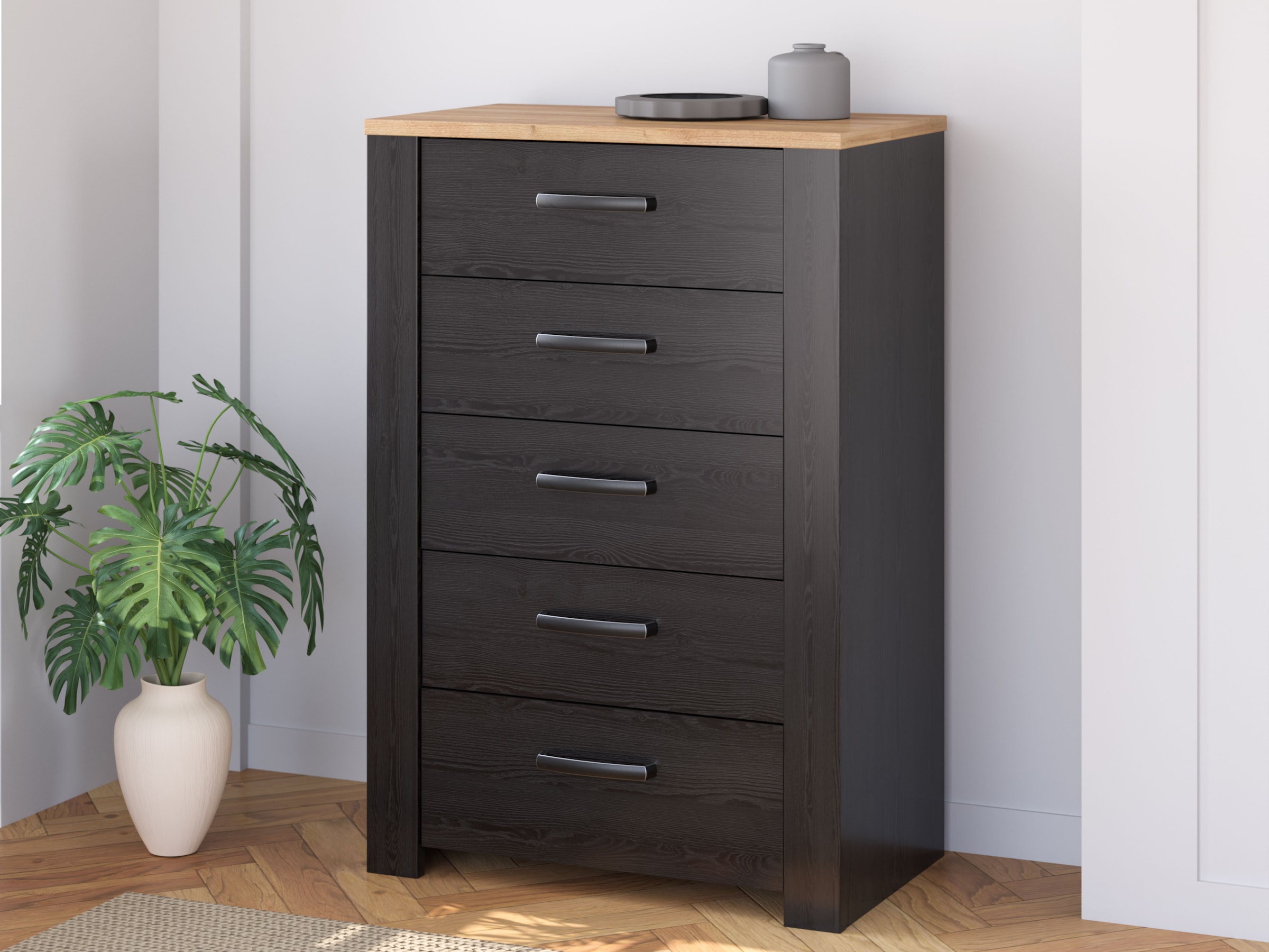 FORTE Kommode »Bohol« B/H/T71,7/106,2/42 cm, 5 Schubkästen, Landhaus