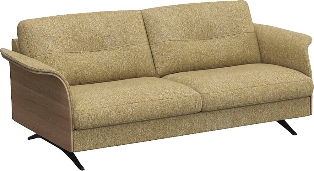 FLEXLUX 2,5-Sitzer »Glow Sofa, Couch, Premium-Sitzkomfort: Kaltschaum & Federkern«, Armlehnenblende in geölter Eiche, Fuß schwarz