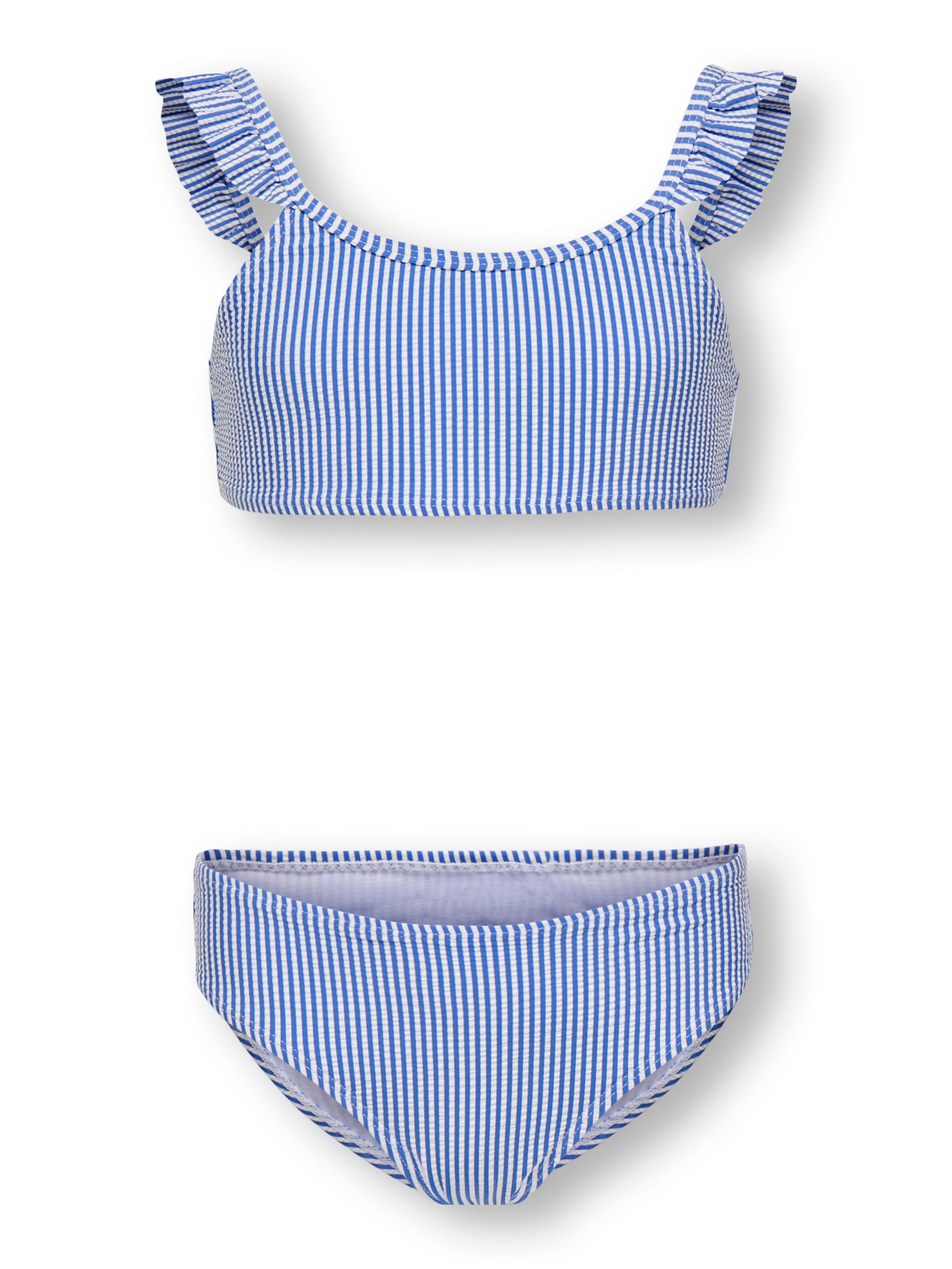 KIDS ONLY Mädchen Bandeau-Bikini "KOGSUNNY STRUCTURE BIKINI SET ACC"ultramarine stripes:cloud dancer, Gr. 122, gestreift, strukturiert, Rippware,