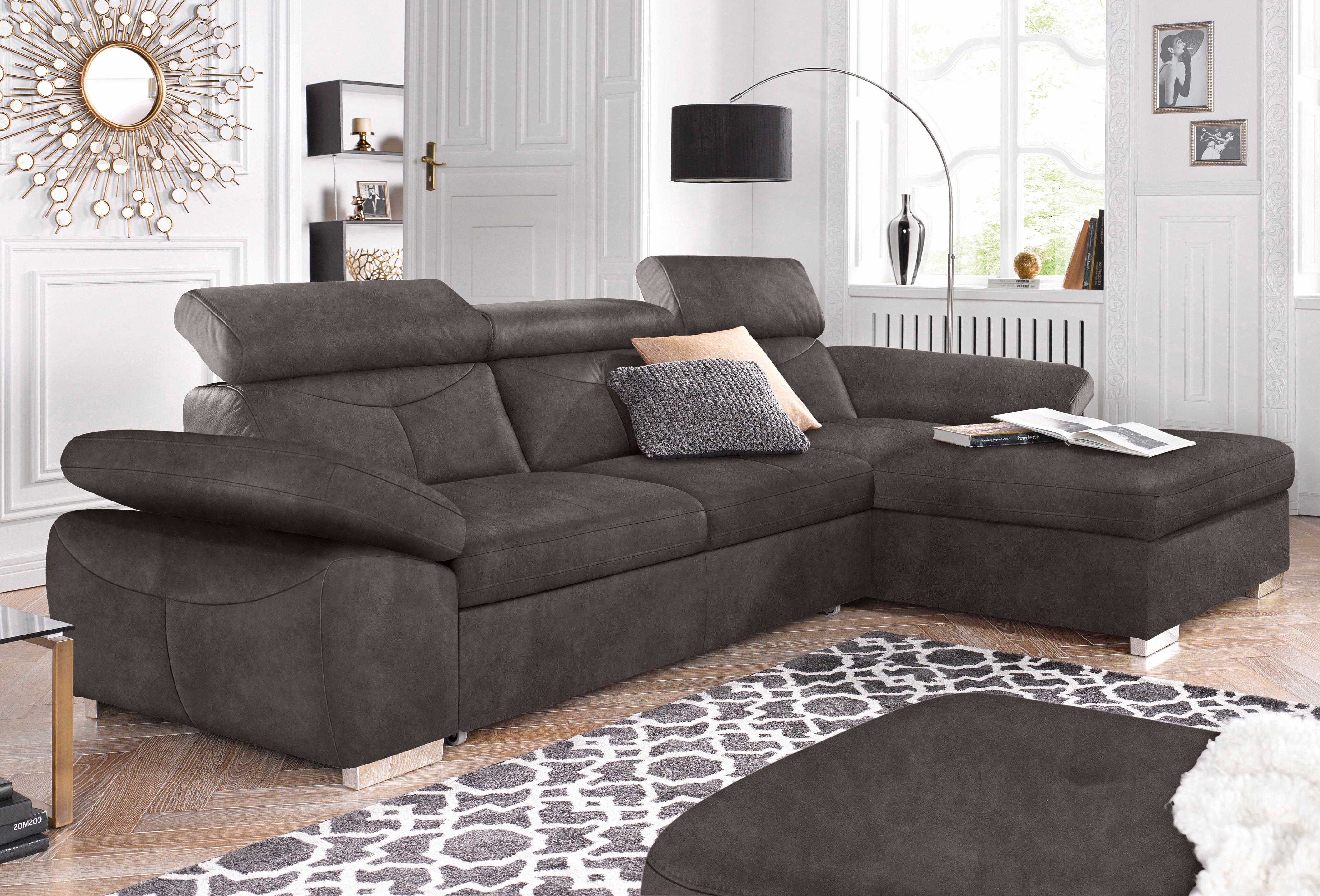 exxpo - sofa fashion Ecksofa "Spring, super bequem, mit Armteil- und Kopfteilfunktion" mit Bettfunktion & Bettkasten, Luxus-Microfaser +Simply Clean
