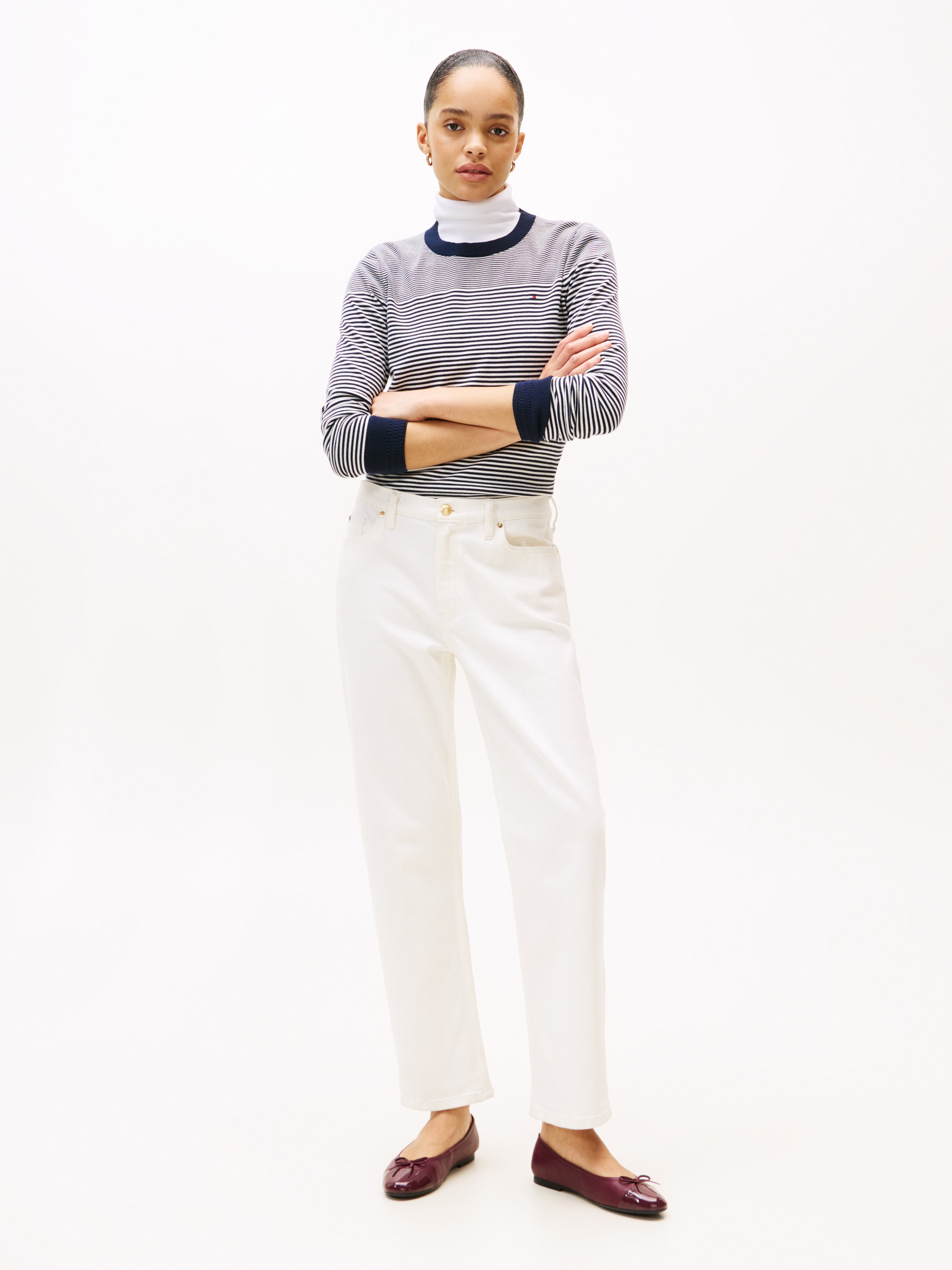 Thumbnail - Tommy Hilfiger Rundhalspullover "CO JERSEY STITCH LS C-NK SWT" mit Logostickerei