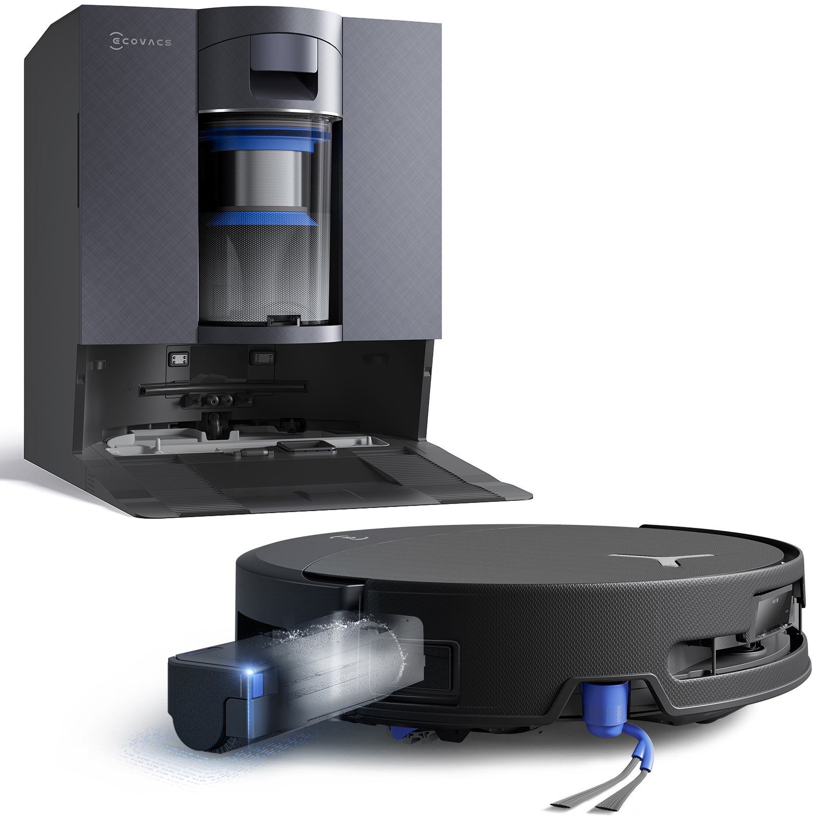 ECOVACS Nass-Trocken-Saugroboter »DEEBOT X11S OmniCyclone Care Kit, All-in-One Station (beutellos)« 30.000 Pa + 16 L/s (Luftstrom), 27cm Wischrolle, Care Kit