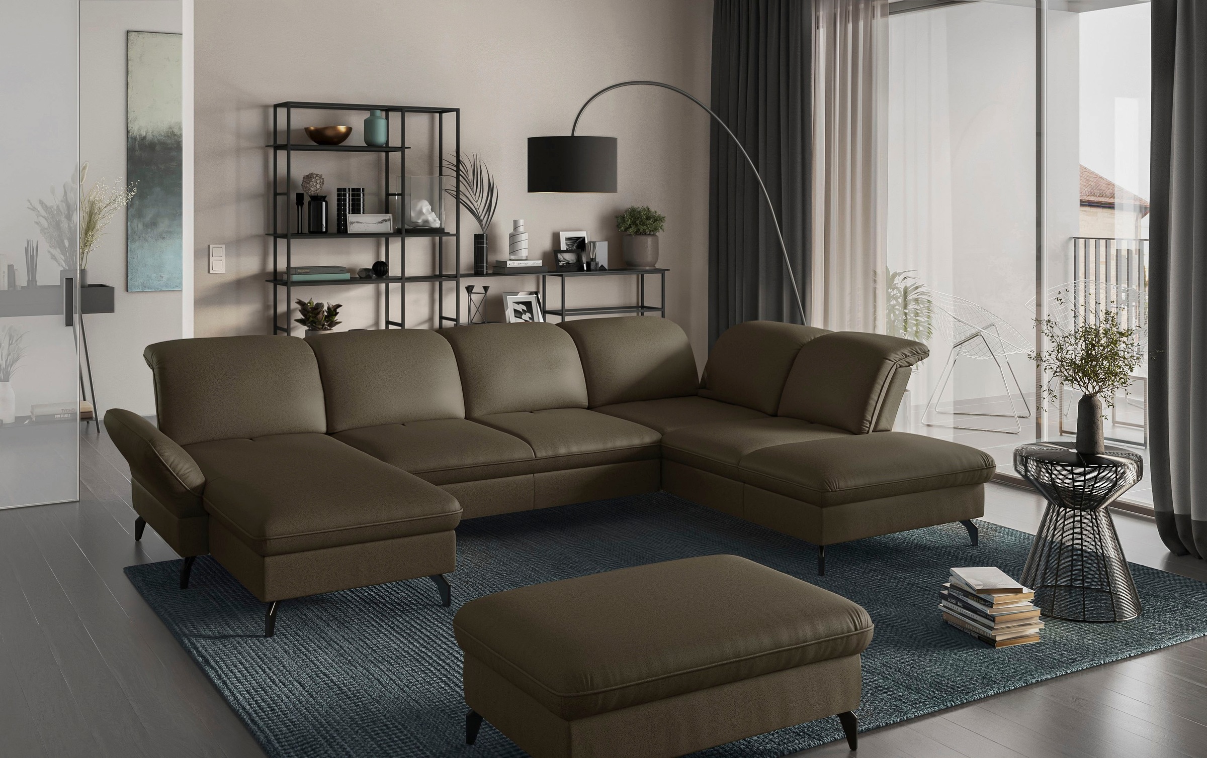 sit&more Wohnlandschaft »Leandro U-Form«, Wahlweise mit Bett-, Kopfteil - und Armlehnfunktion, sowie Bettkasten