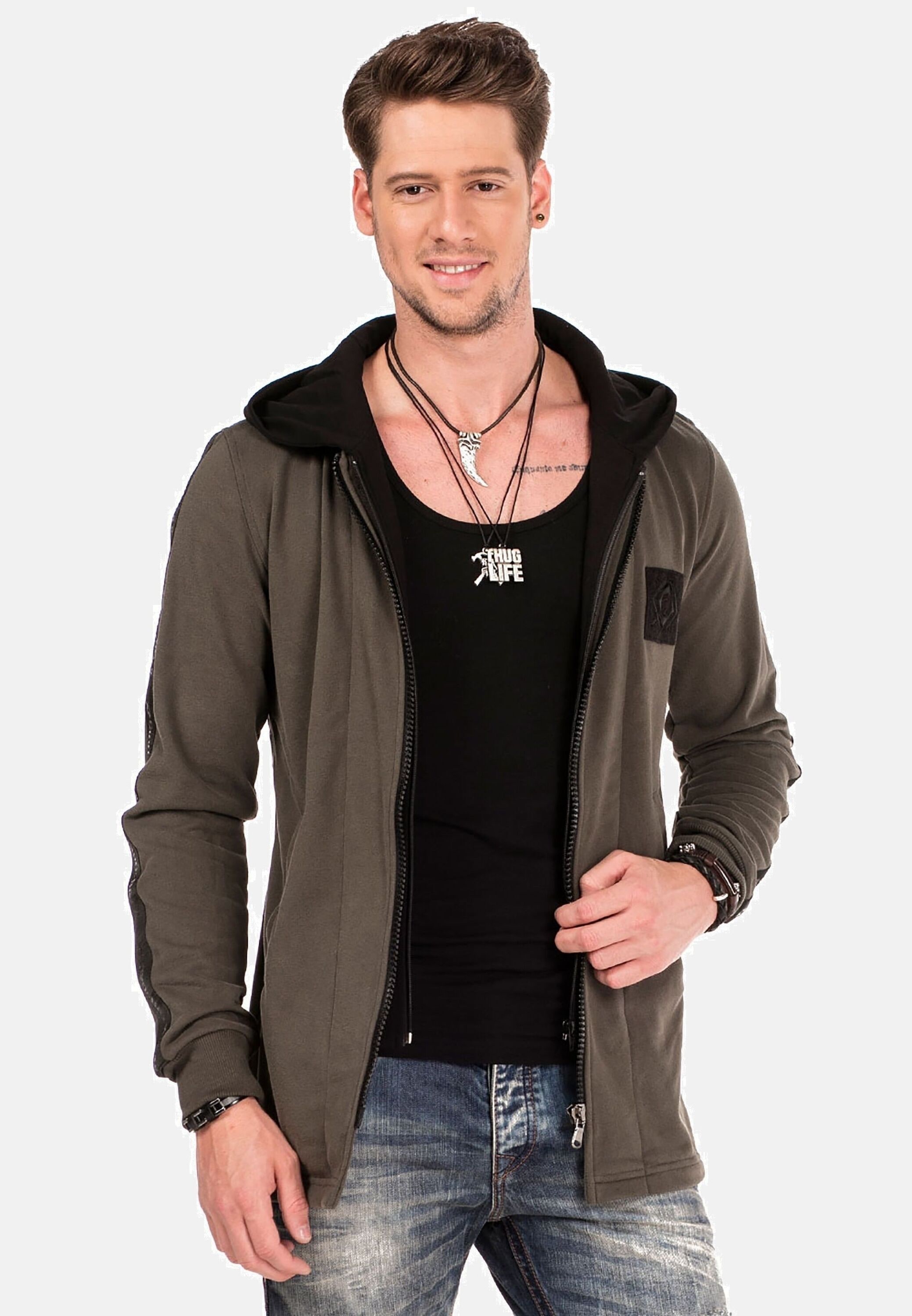 Cipo & Baxx Sweatjacke »Sweatjacke«, mit Layeroptik, CL-305