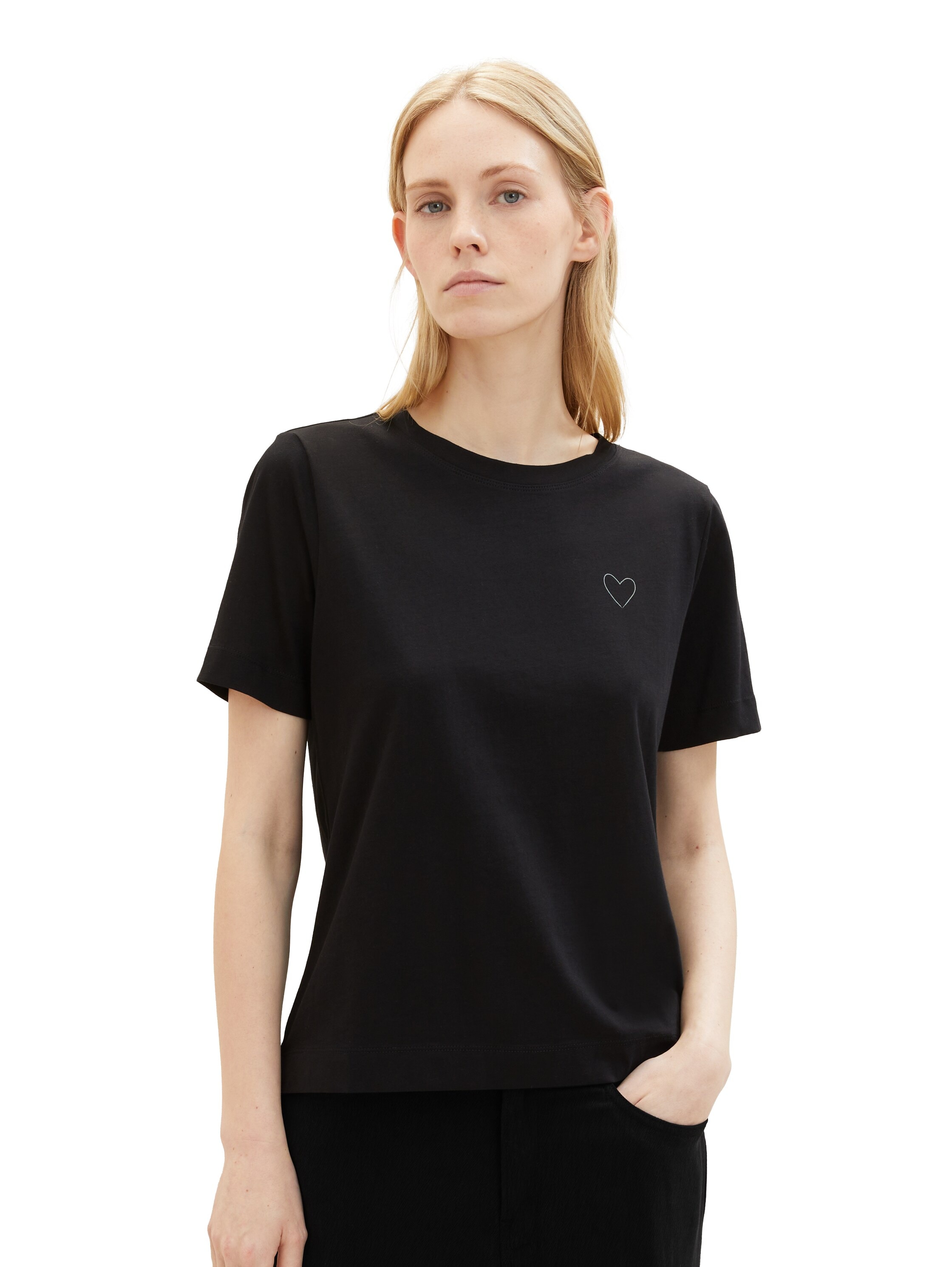TOM TAILOR Rundhalsshirt, mit Herzmotiv als Frontprint